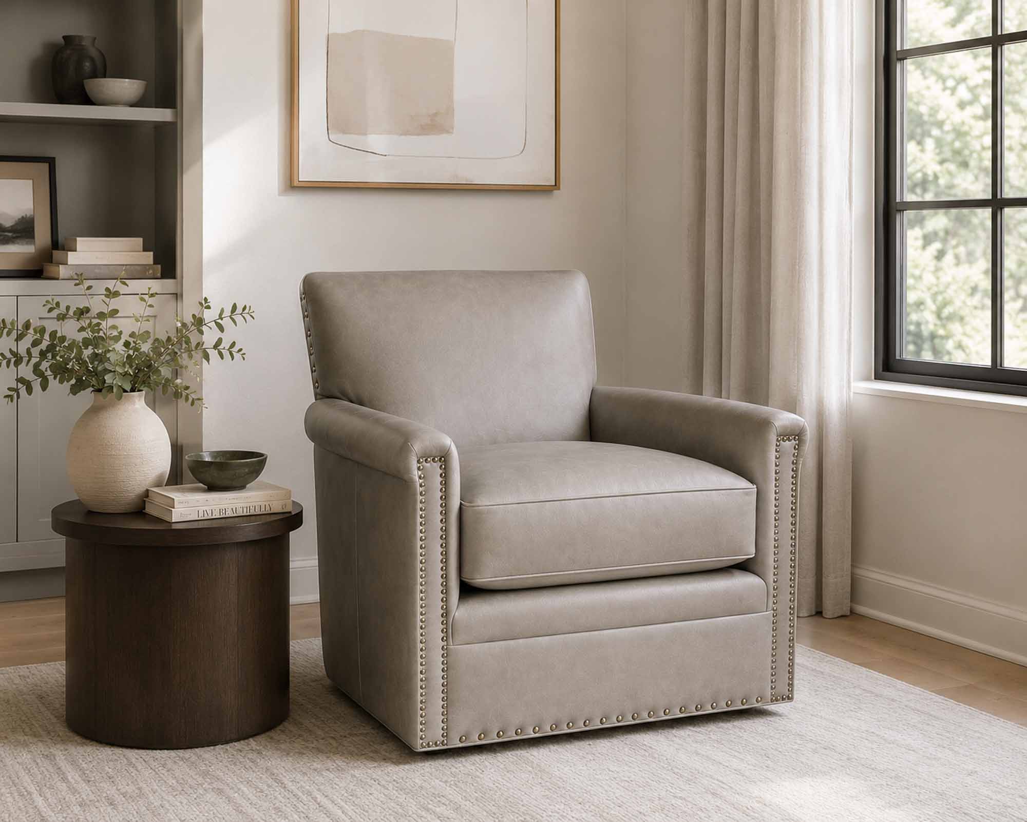 Alexa Leather Swivel Chair - Image 4