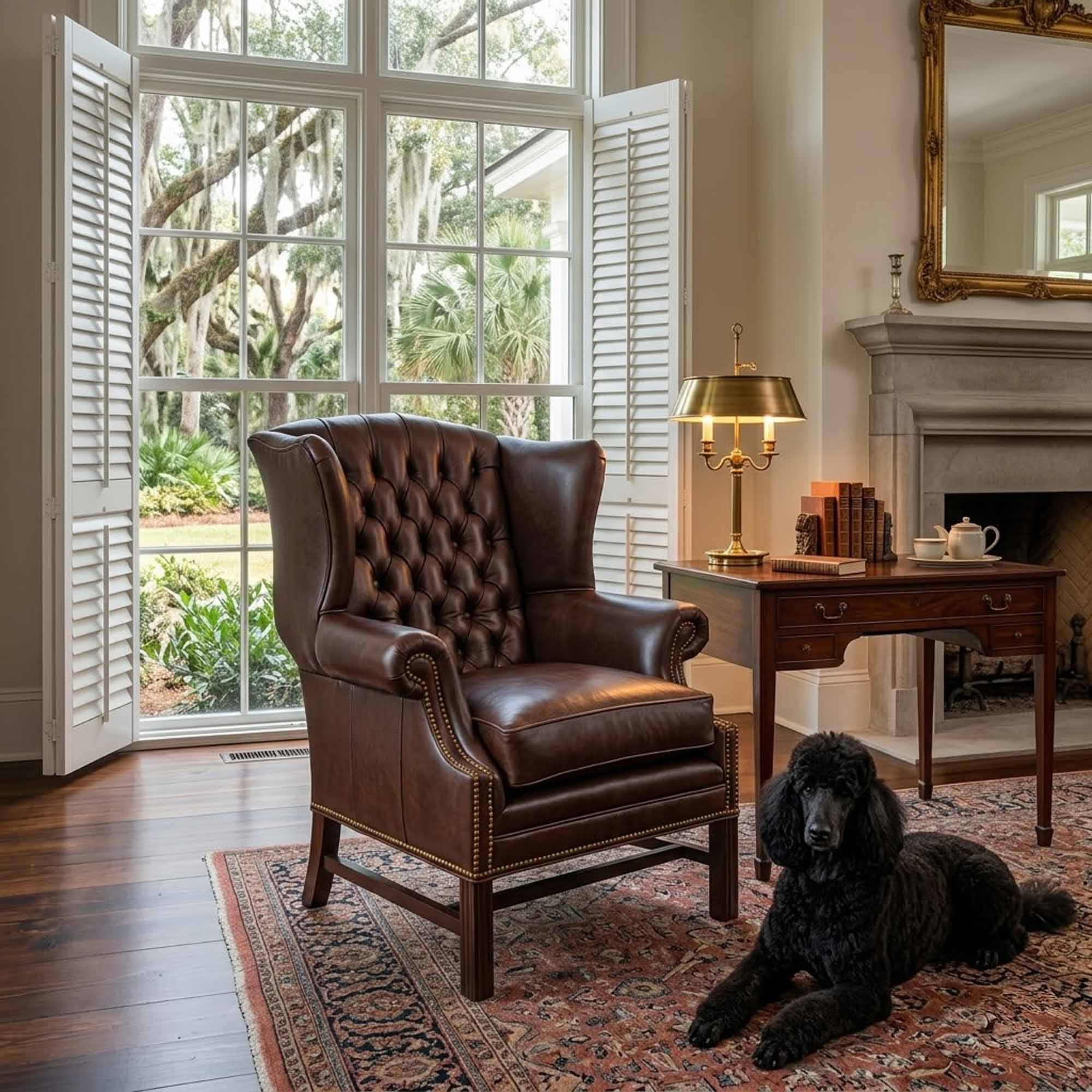 Baker Chippendale Leather Chair - Image 4