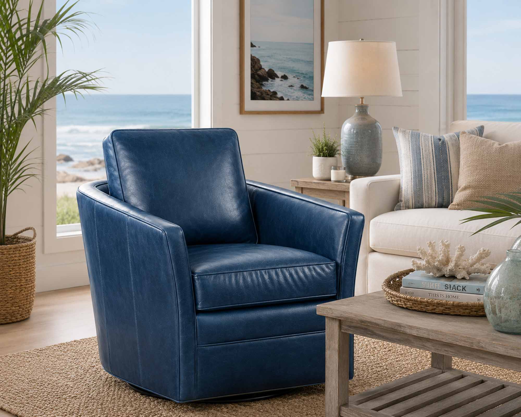 Blair Leather Swivel Tub Chair - Image 5