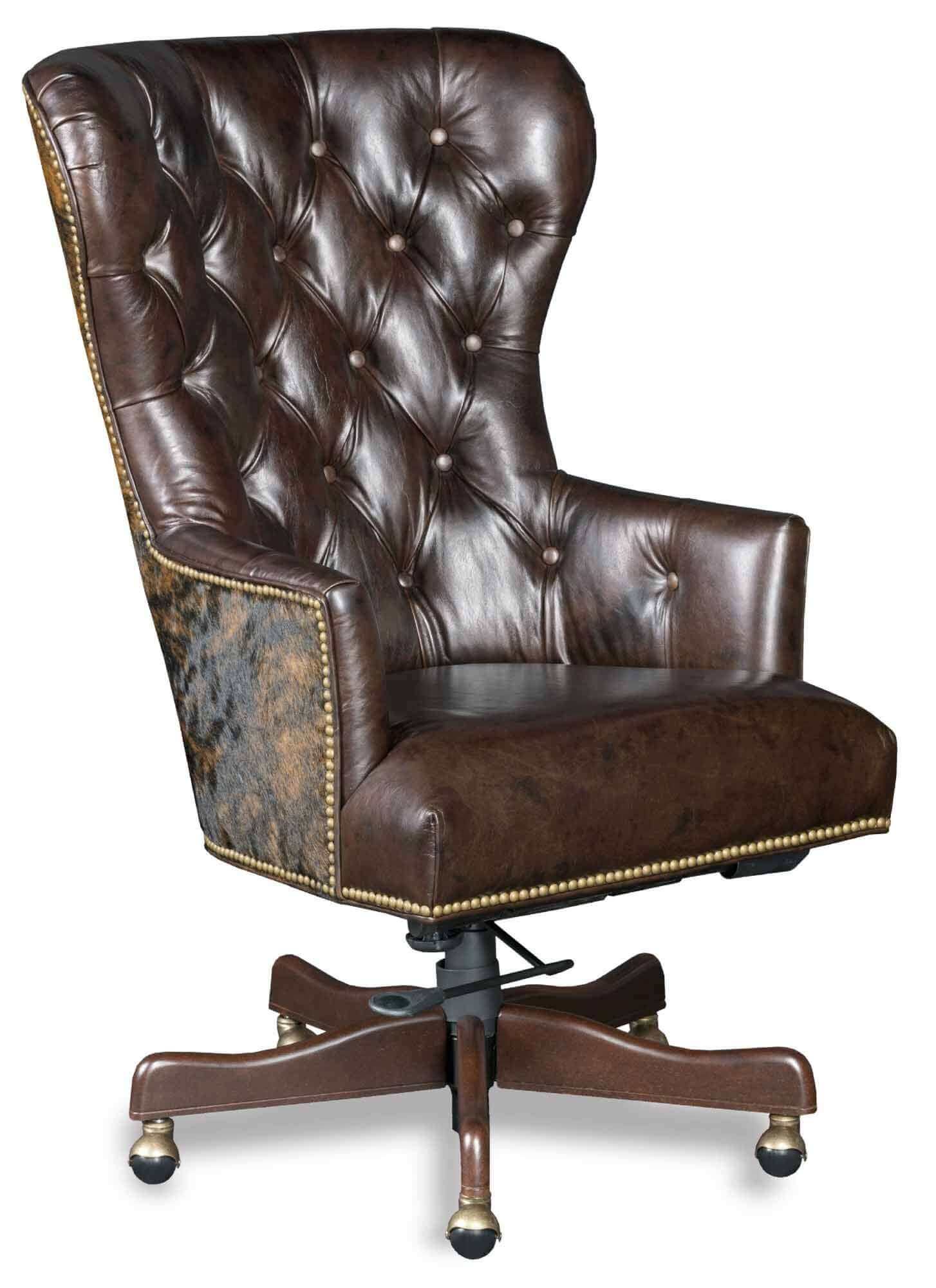 Blyer Leather Swivel Tilt Executive Chair In Brown