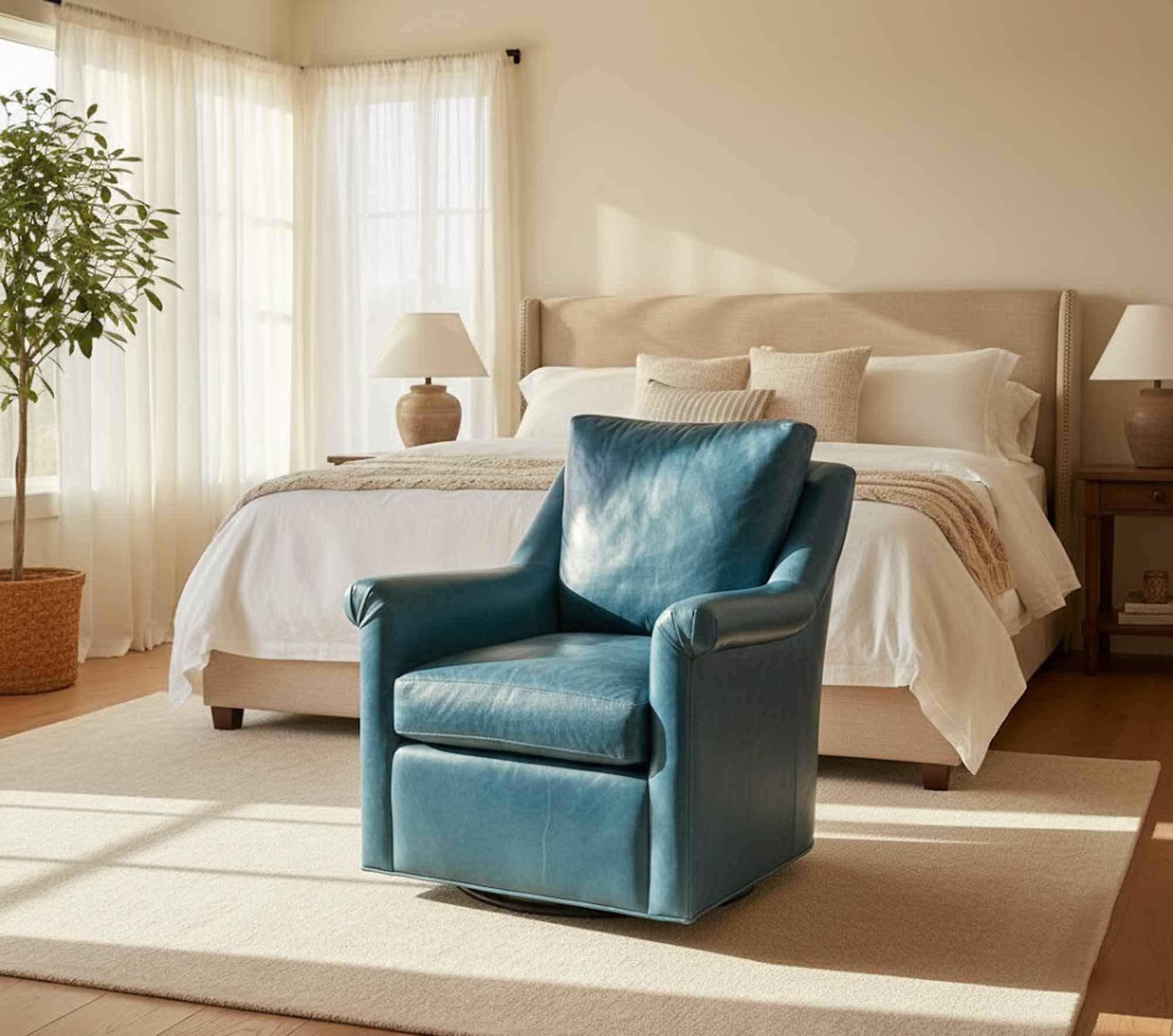 Bolt Leather Swivel Chair - Image 2
