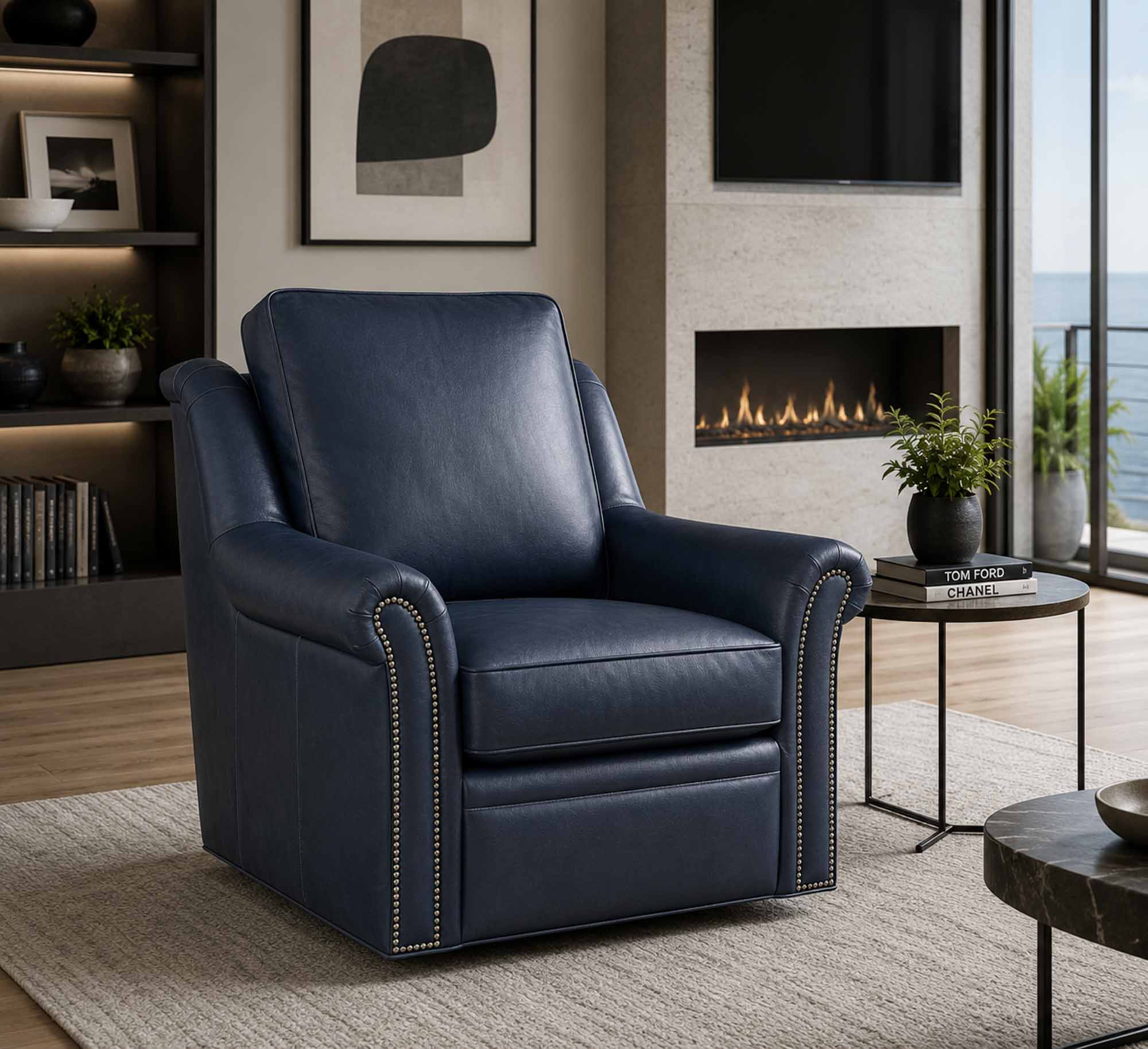 Bolton Leather Swivel Chair - Image 9