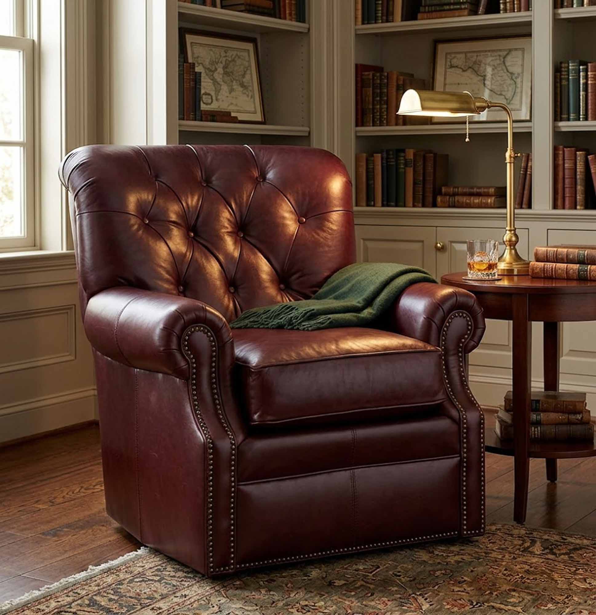 Celina Leather Swivel Chair - Image 3