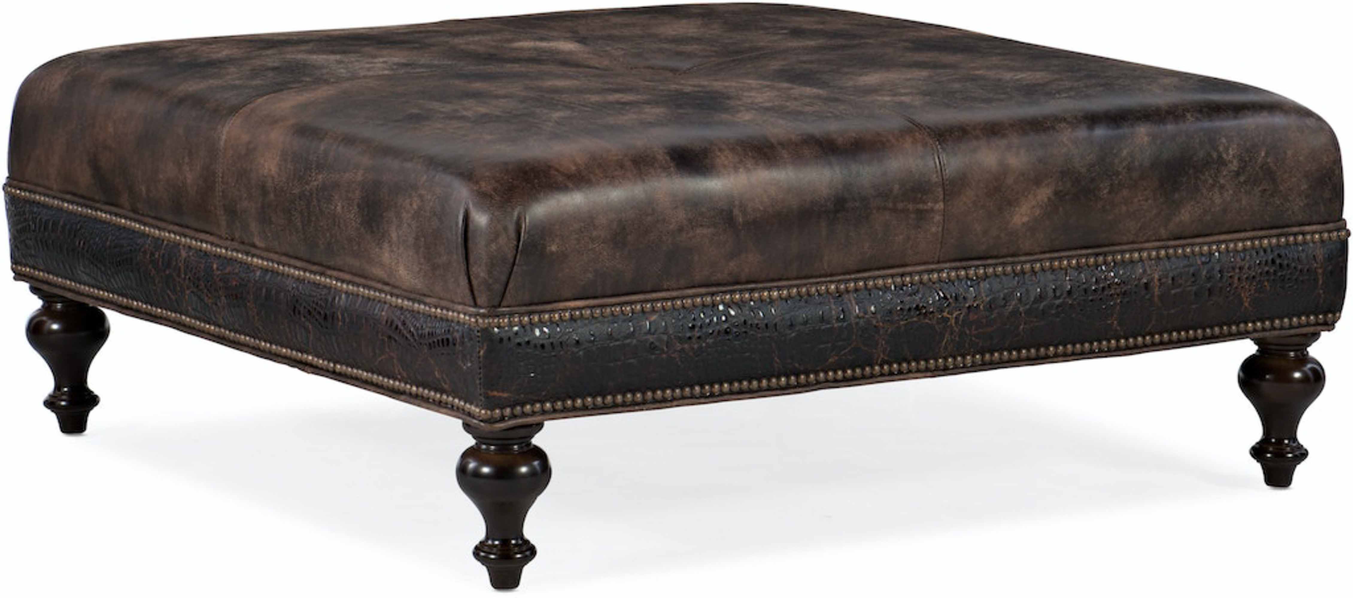 Chad Leather Cocktail Ottoman - Image 2