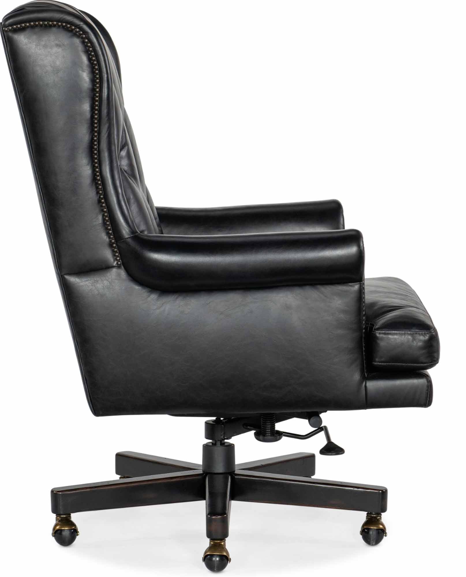 Charleston Leather Swivel Tilt Executive Chair In Black - Image 3