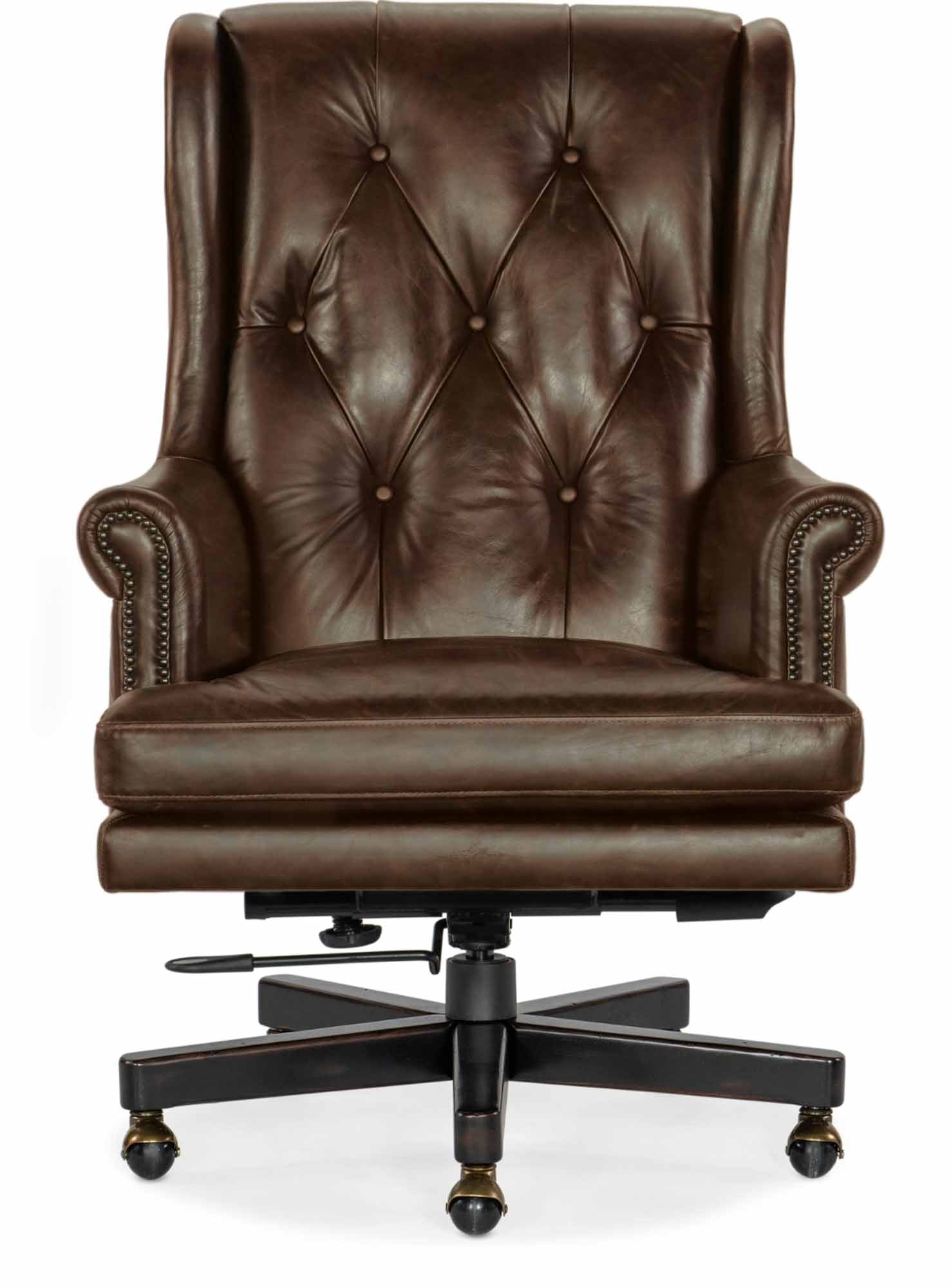 Charleston Leather Swivel Tilt Executive Chair In Brown - Image 2