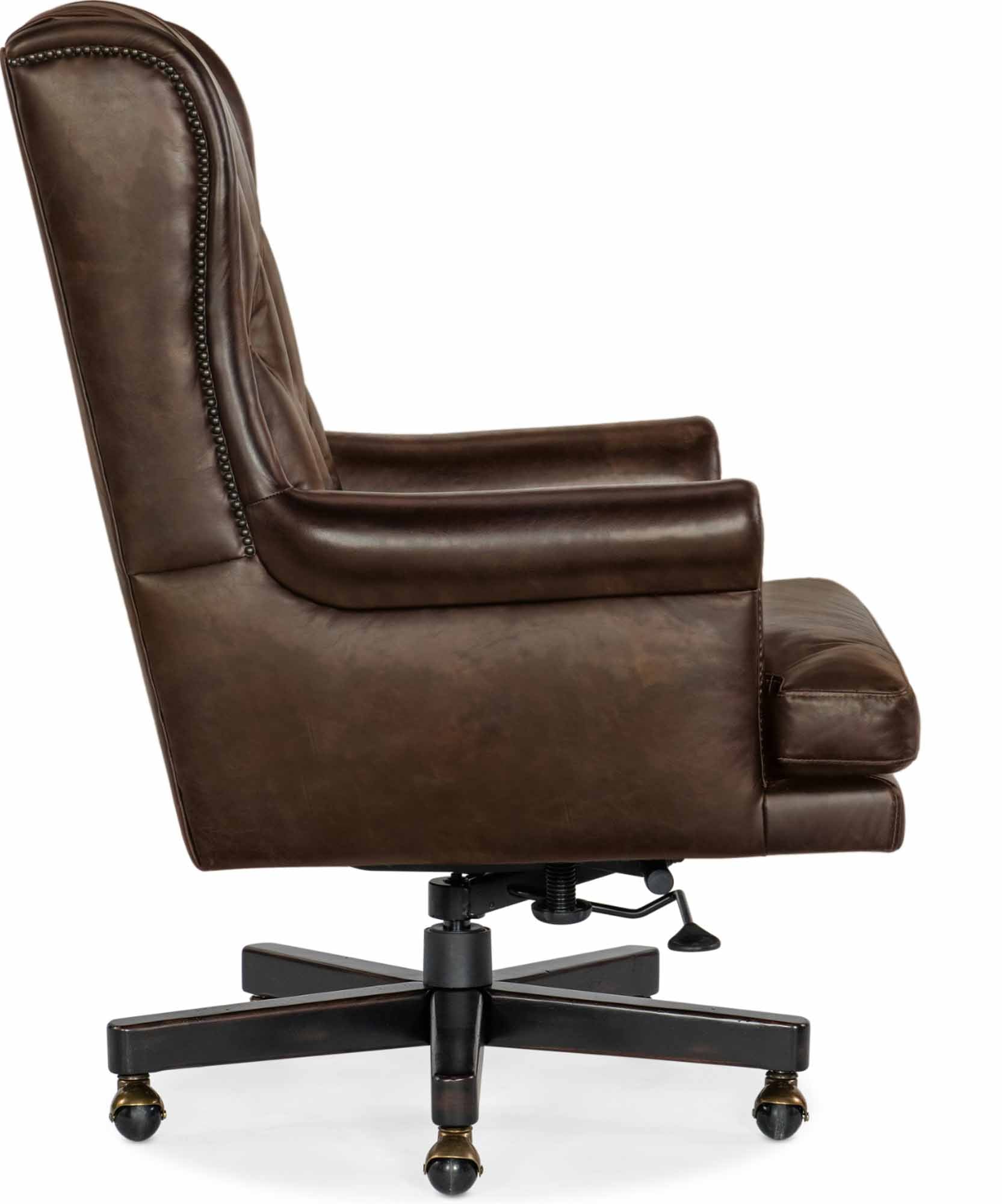 Charleston Leather Swivel Tilt Executive Chair In Brown - Image 3