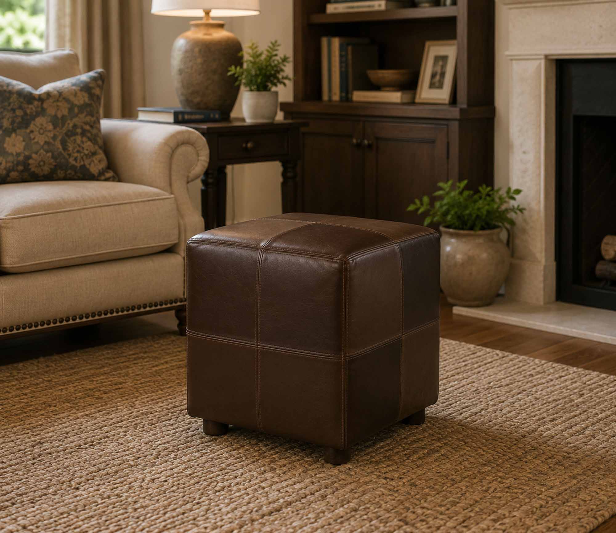 Cube Leather Ottoman - Image 5