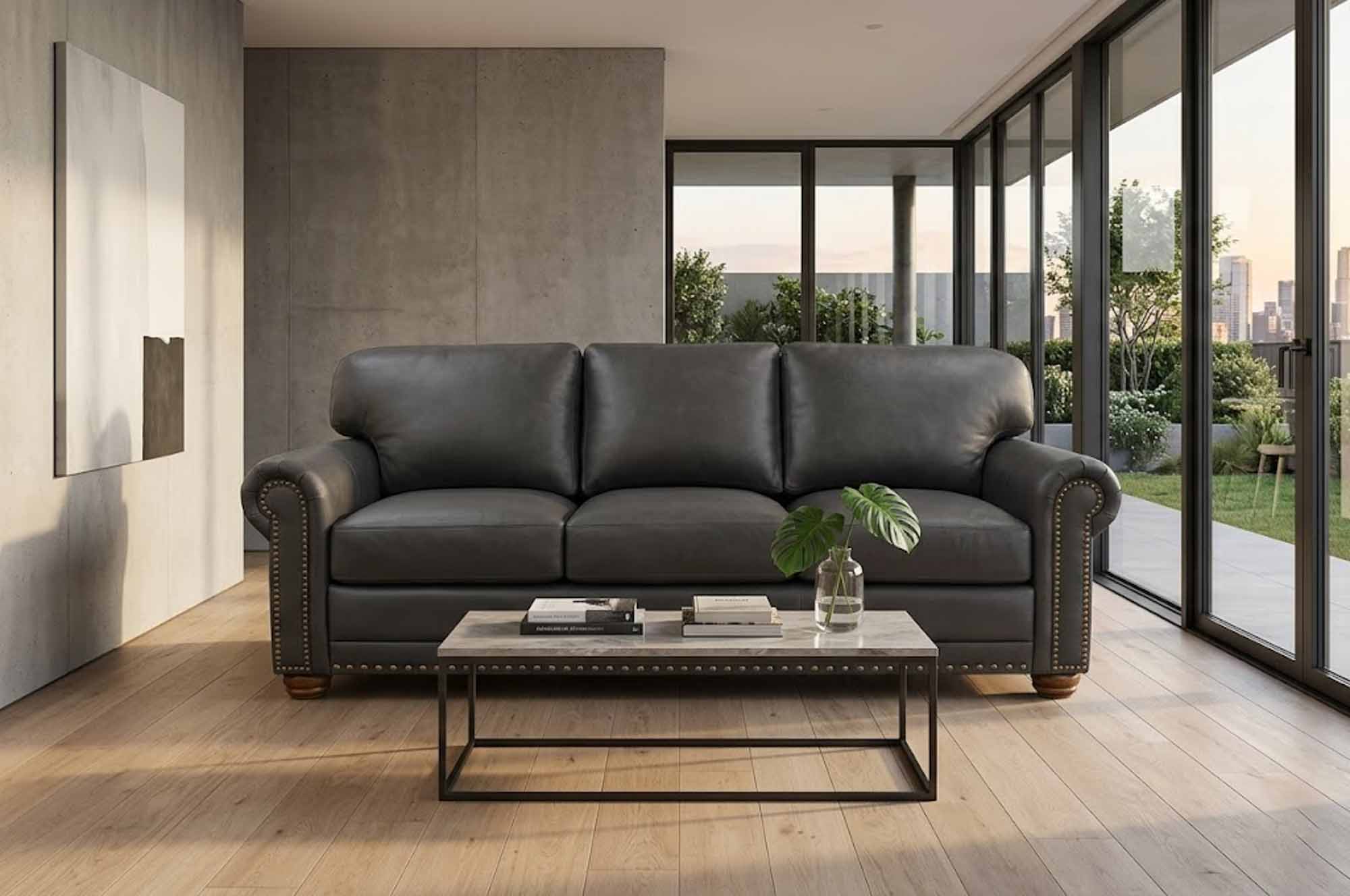 Dominion Leather Queen Size Sofa Sleeper - Image 2