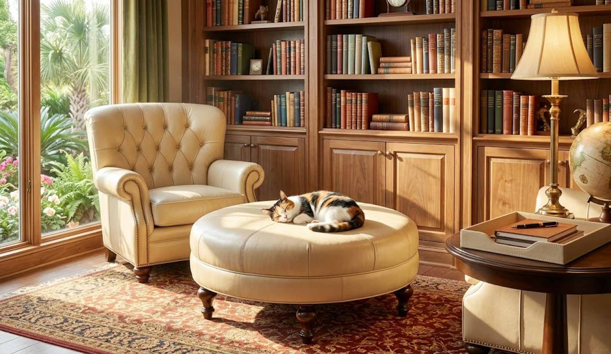 Dora Leather Cocktail Ottoman - Image 3