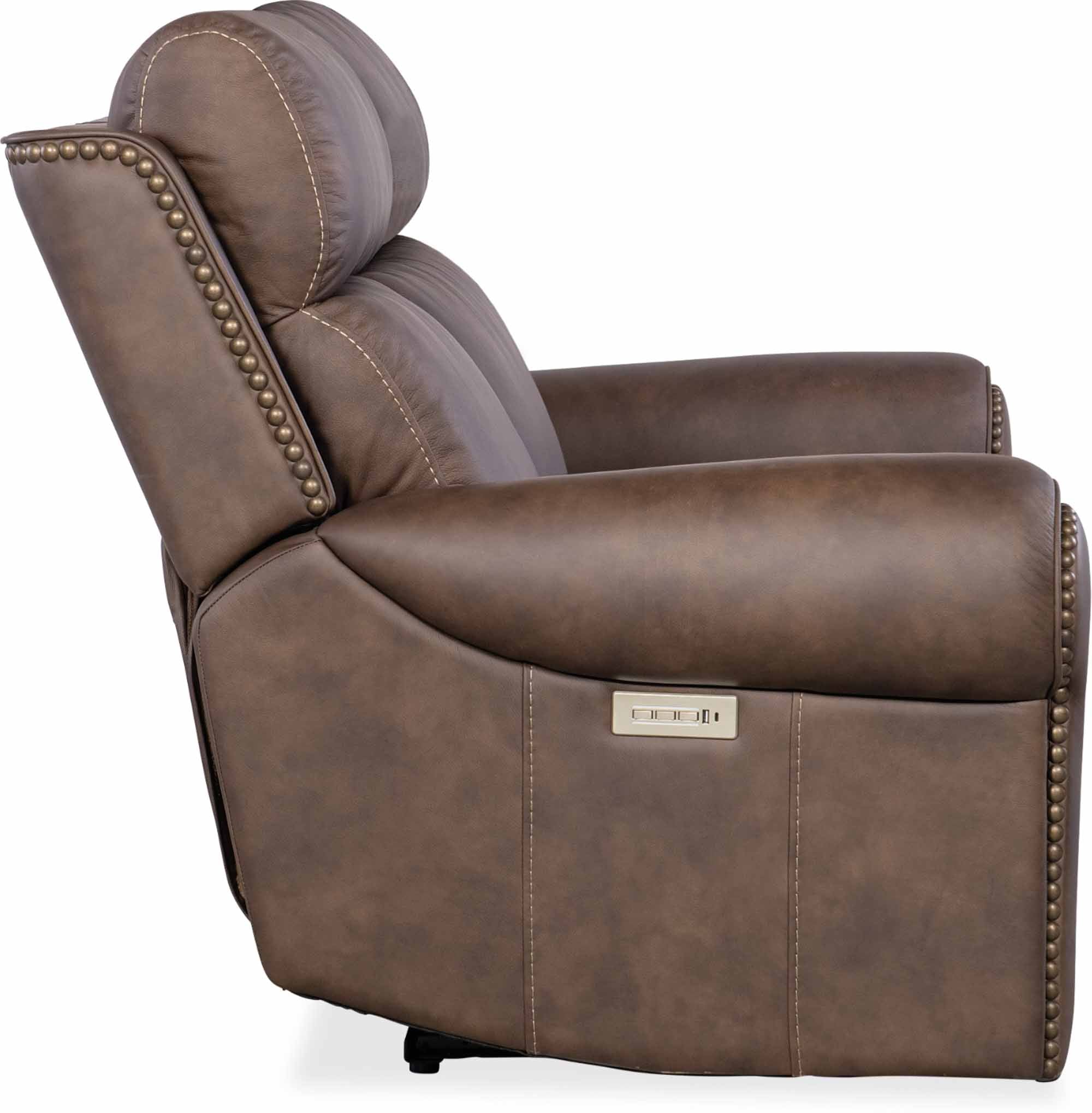 Dustin Leather Power Reclining Loveseat With Articulating Headrest And Lumbar In Brown - Image 2