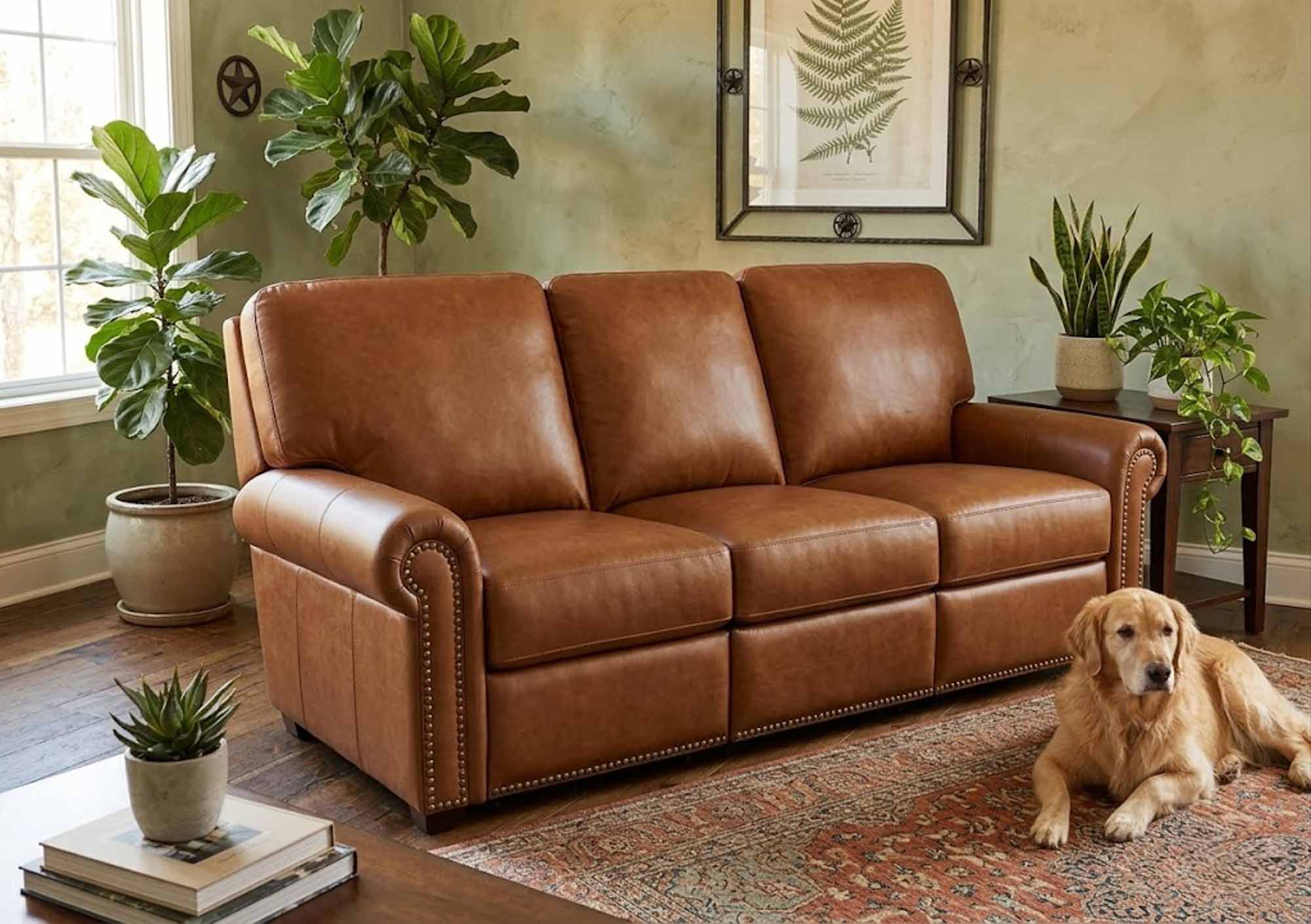 Fairfield Leather Full Size Sofa Sleeper - Image 2