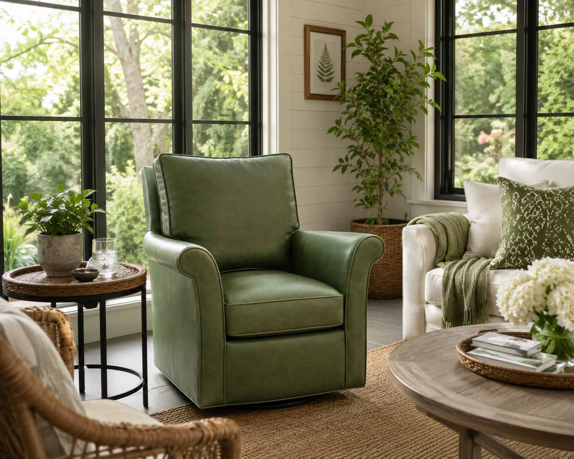 Fleming Leather Swivel Chair - Image 8