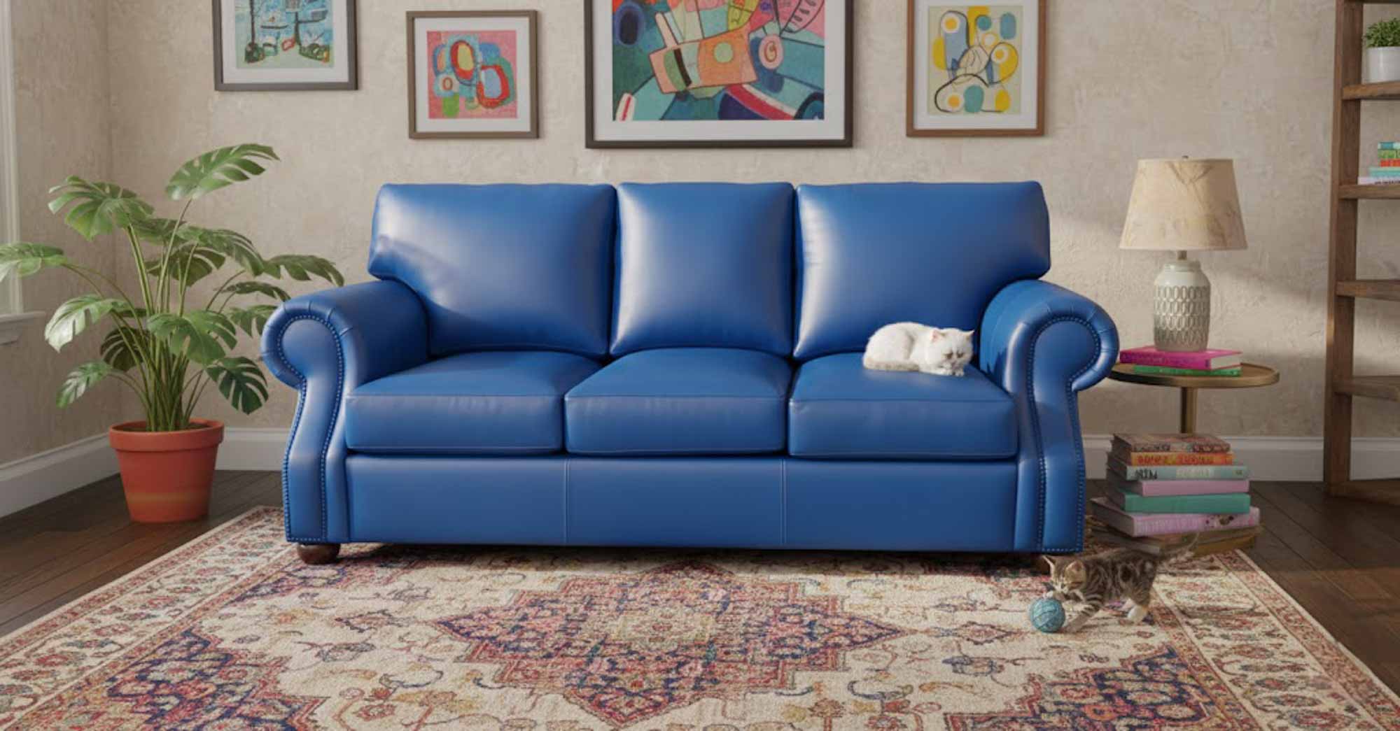 Foster Leather Queen Size Sofa Sleeper - Image 10