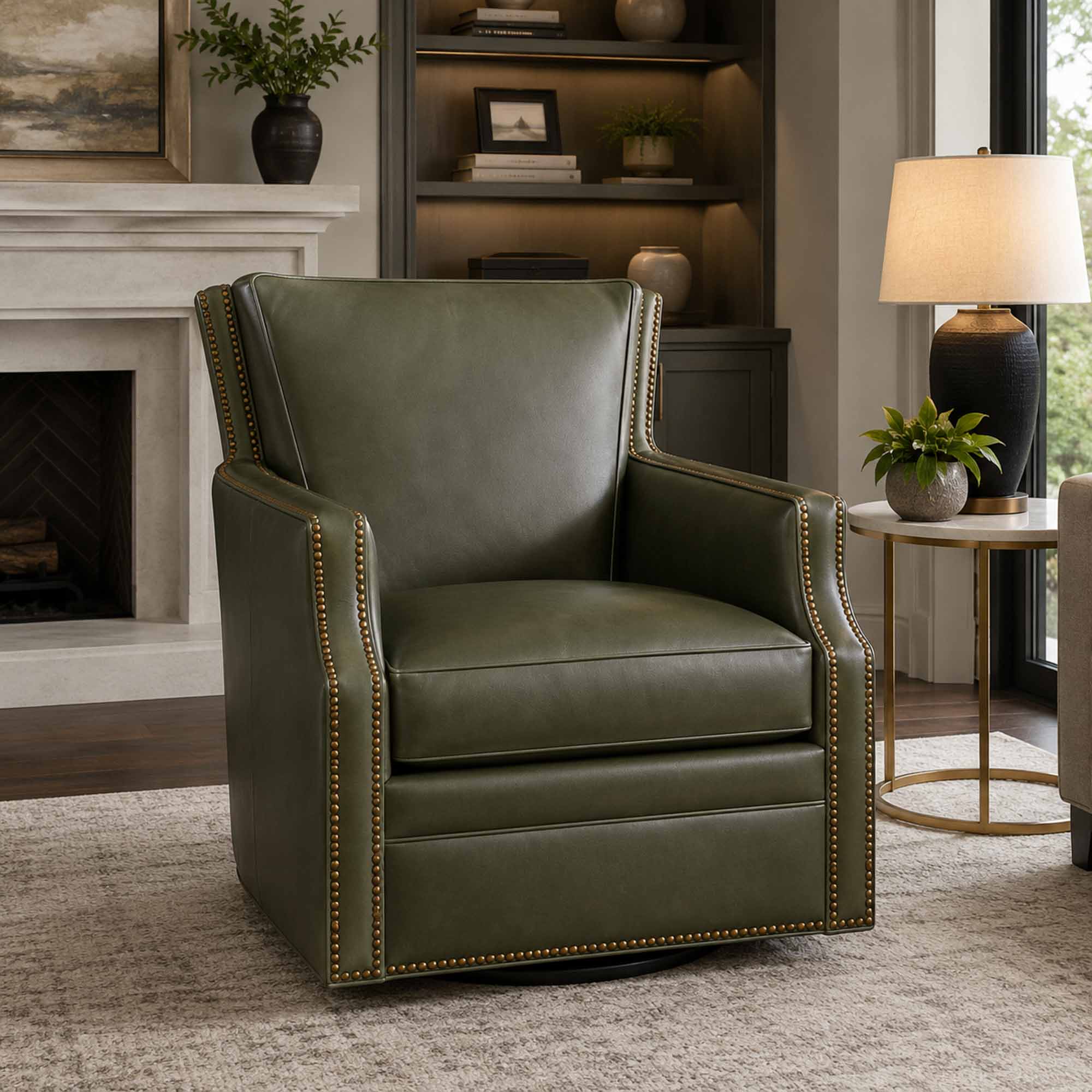 Fredricksen Leather Swivel Chair - Image 11