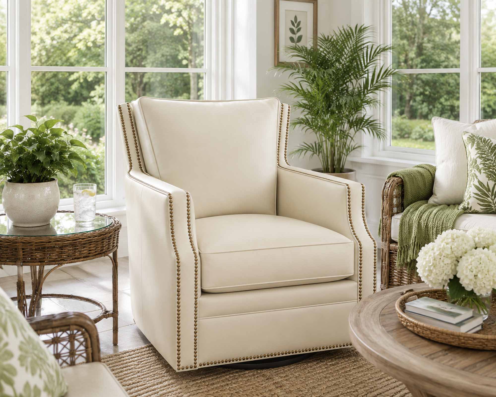 Fredricksen Leather Swivel Chair - Image 12