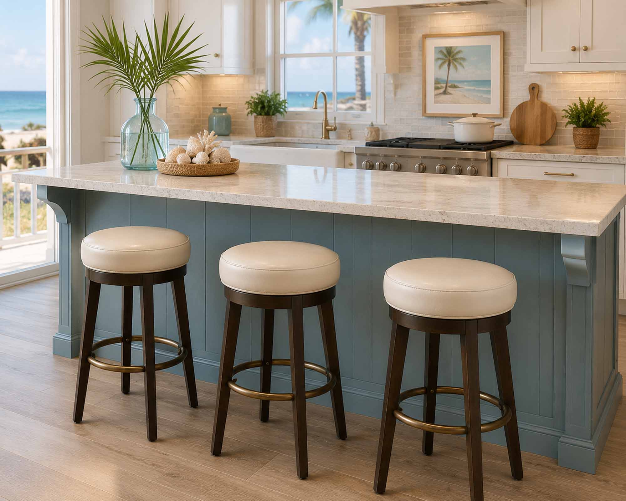 Hank Leather Swivel Bar Stool - Image 3