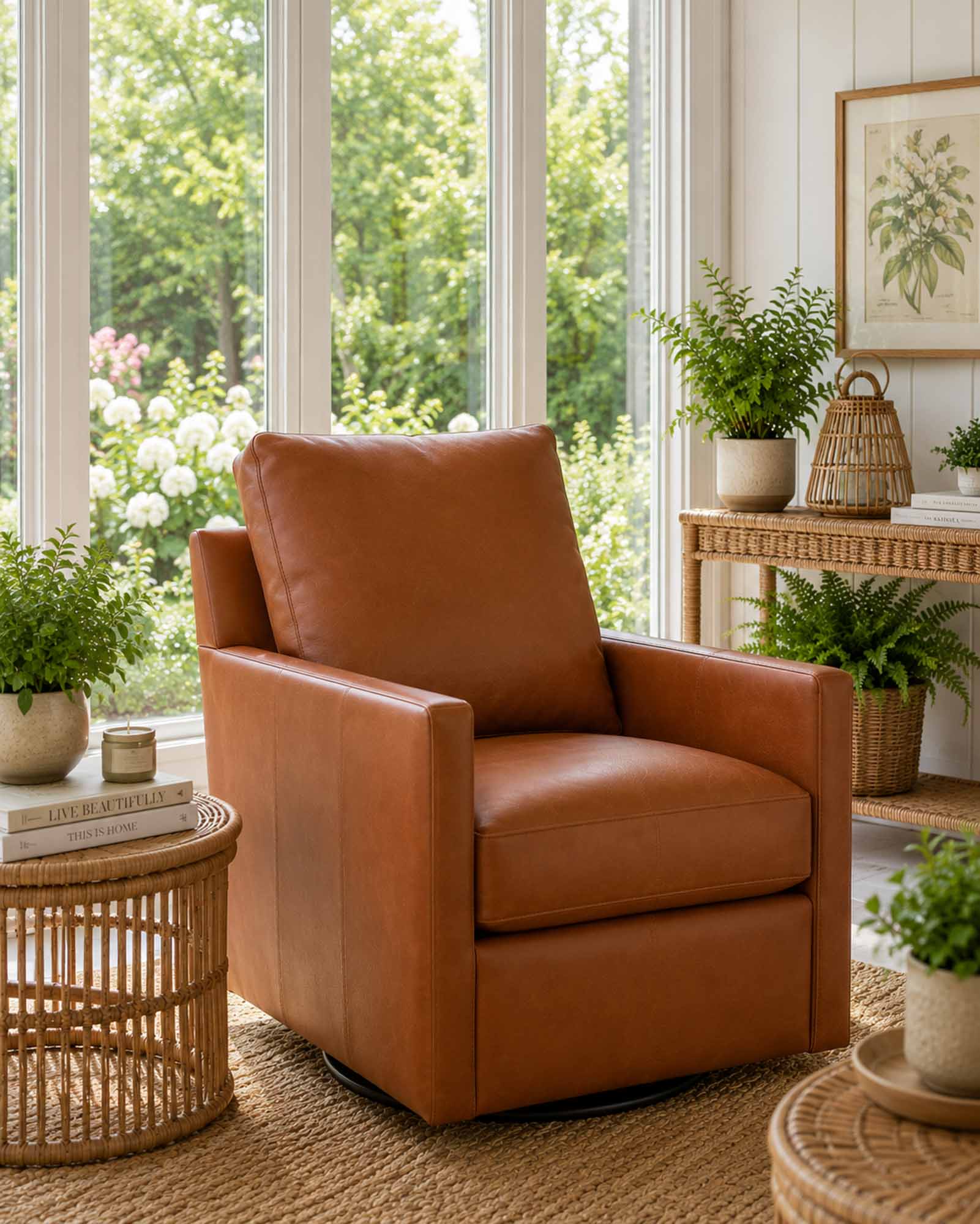 Harper Leather Swivel Chair - Image 3