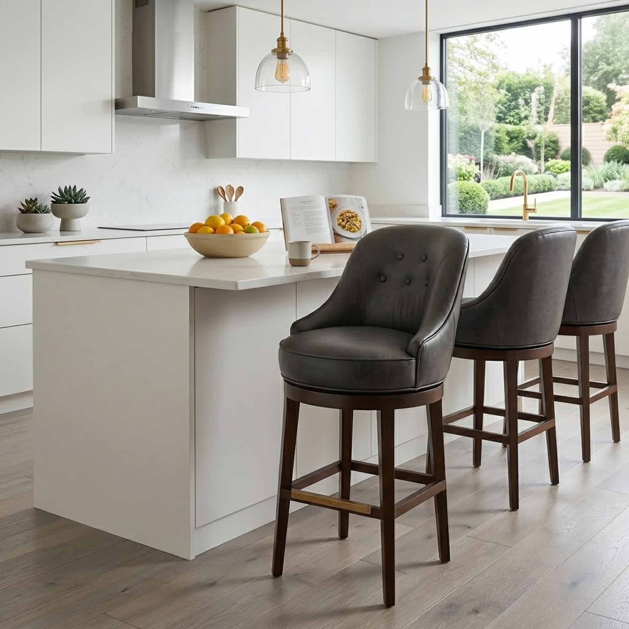 Ikea Leather Swivel Bar Stool - Image 4