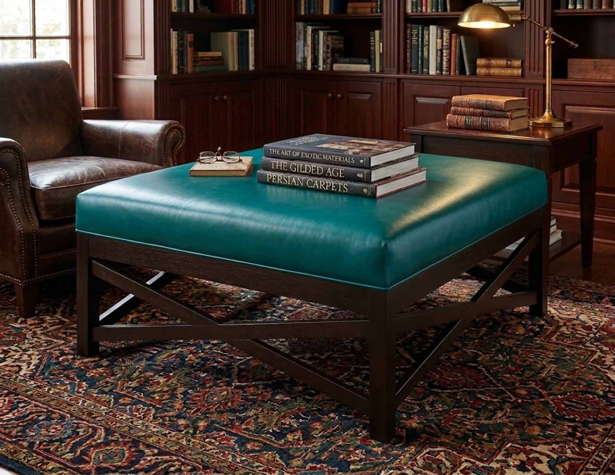 Jasper Leather Cocktail Ottoman - Image 4