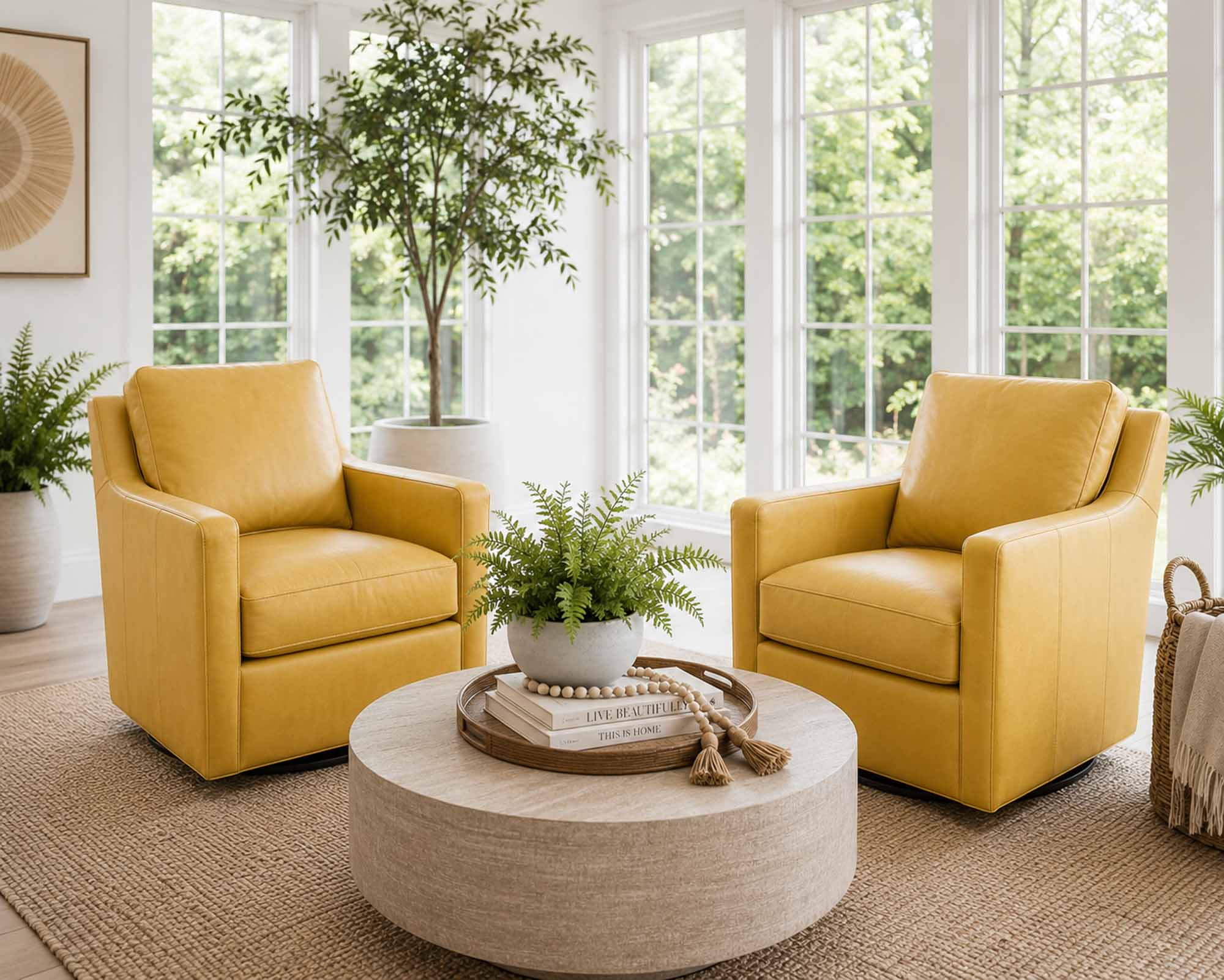 Jaxon Leather Swivel Tub Chair - Image 9