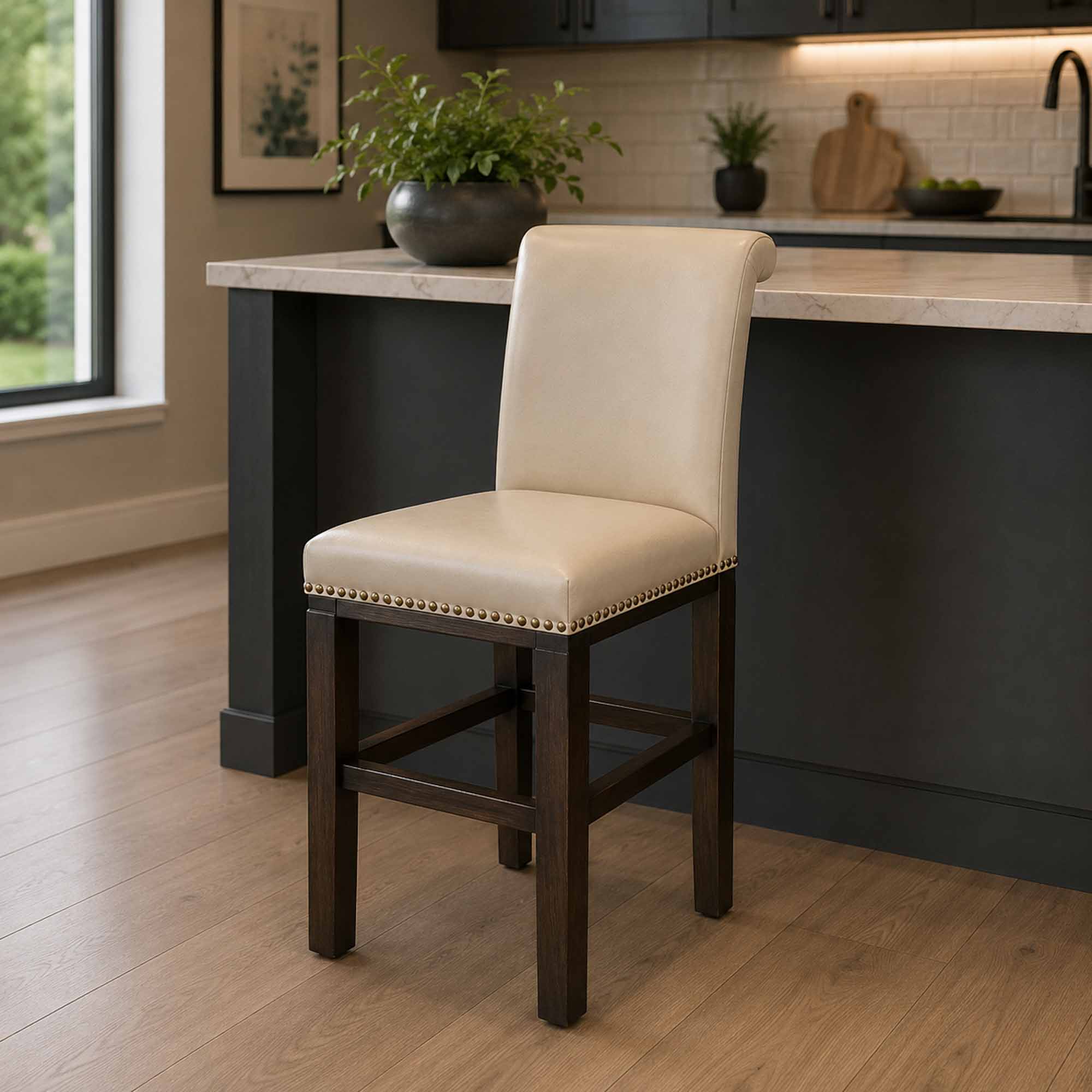 Justice Armless Leather Bar Stool - Image 3