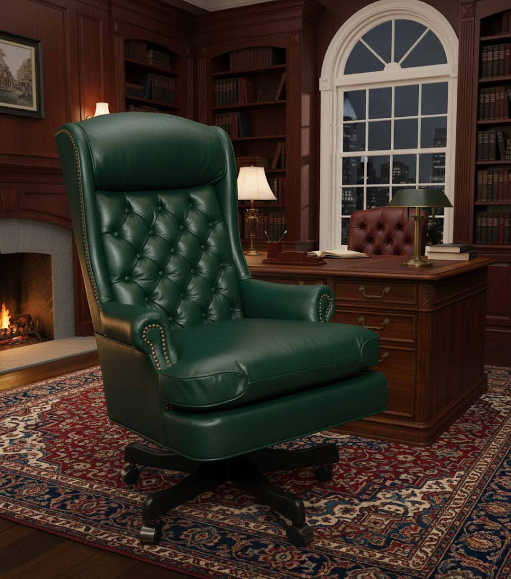 Kincaid Tufted Leather Swivel Tilt Chair - Image 7