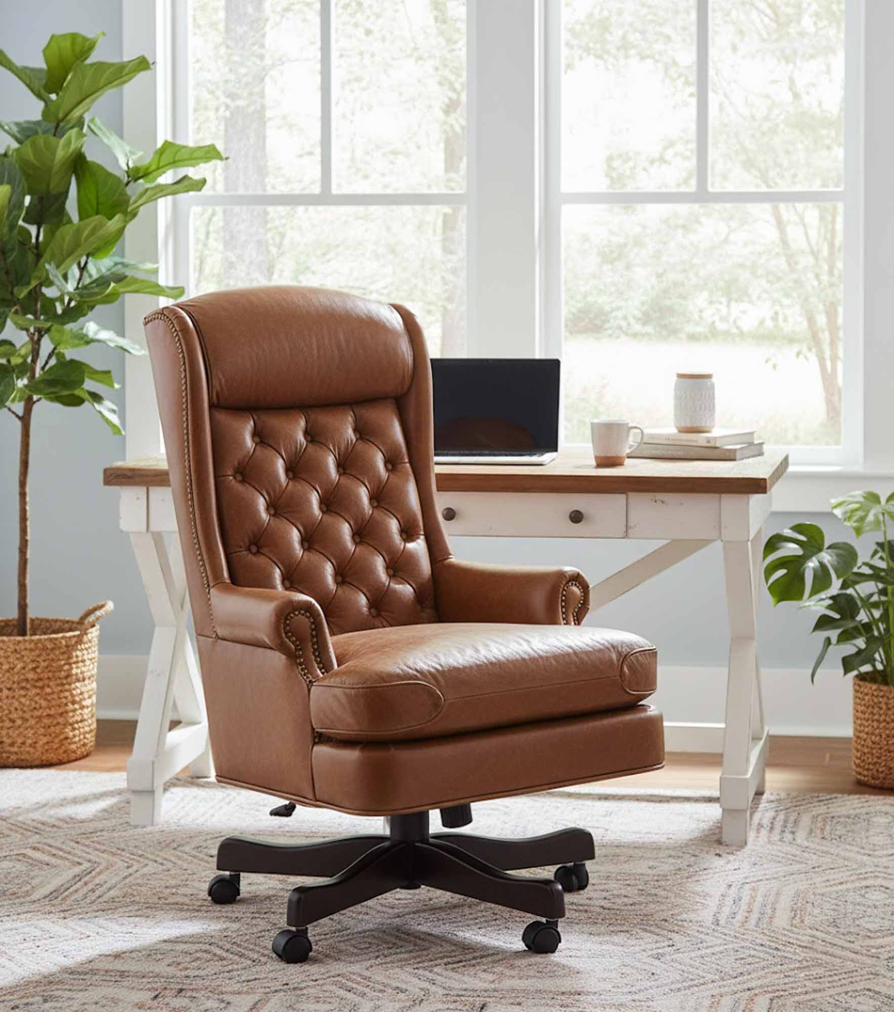 Kincaid Tufted Leather Swivel Tilt Chair - Image 8