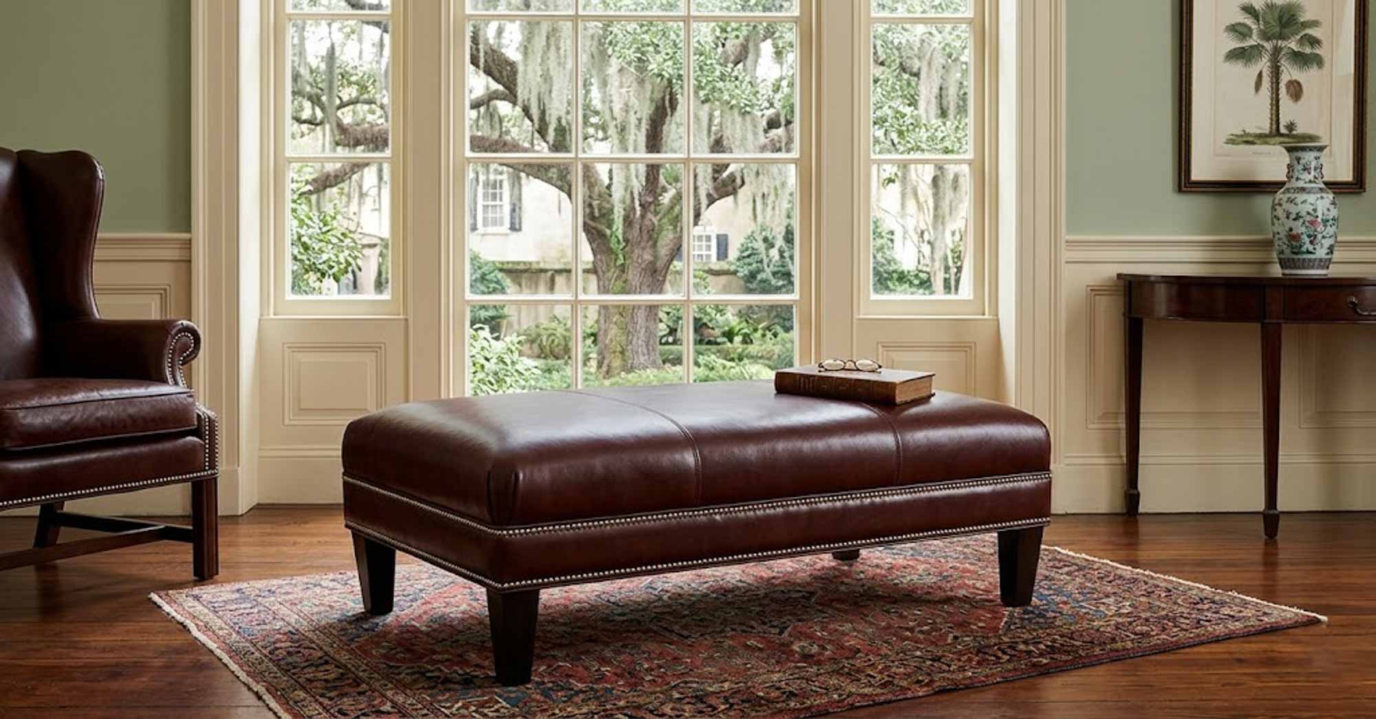 Kourtney Leather Cocktail Ottoman - Image 14