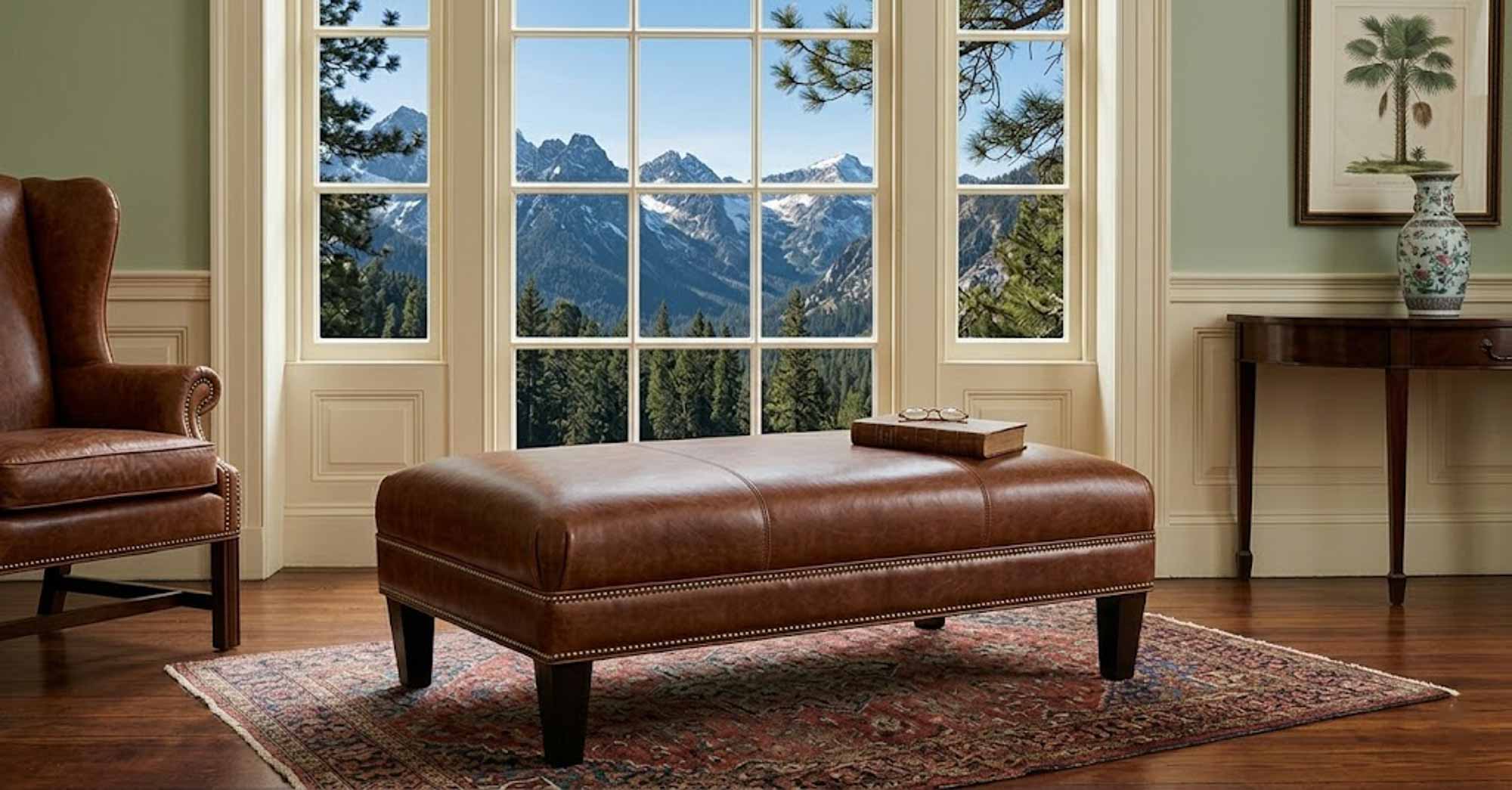 Kourtney Leather Cocktail Ottoman - Image 15