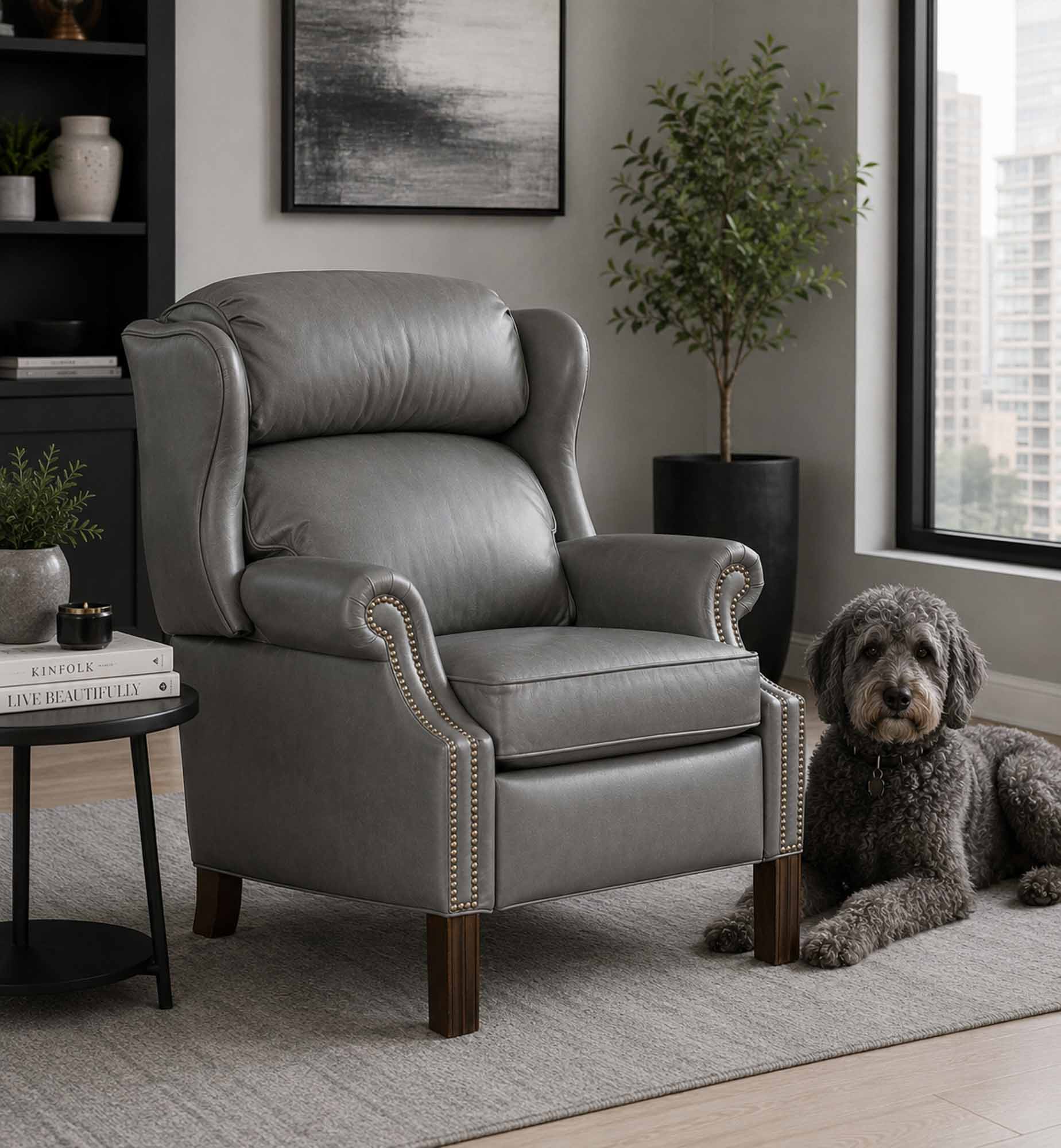 Leather Recliner With Chippendale Legs - Image 10