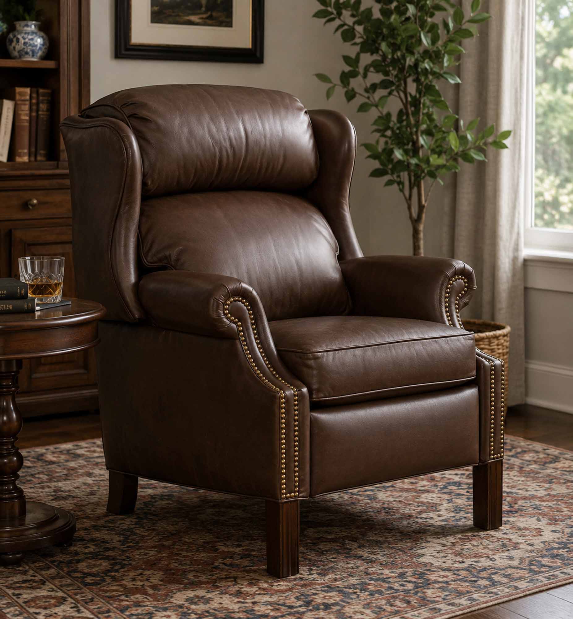 Leather Recliner With Chippendale Legs - Image 9