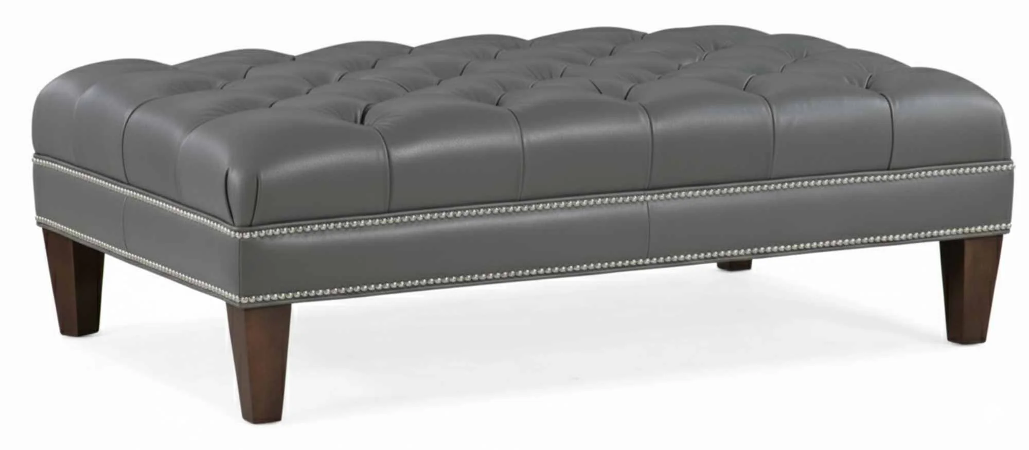 Liam Tufted Top Leather Cocktail Ottoman - Image 2