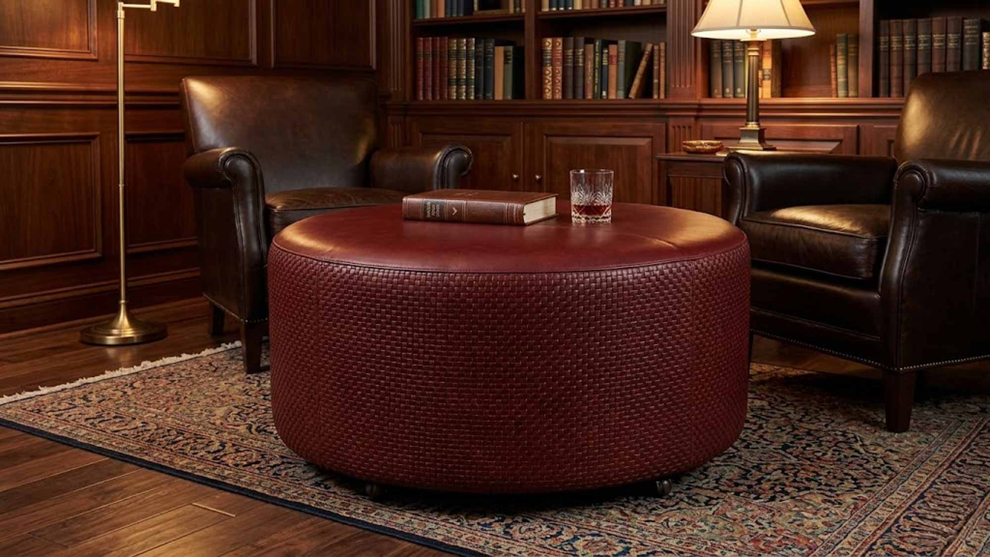 Lower Keys Leather Ottoman - Image 3