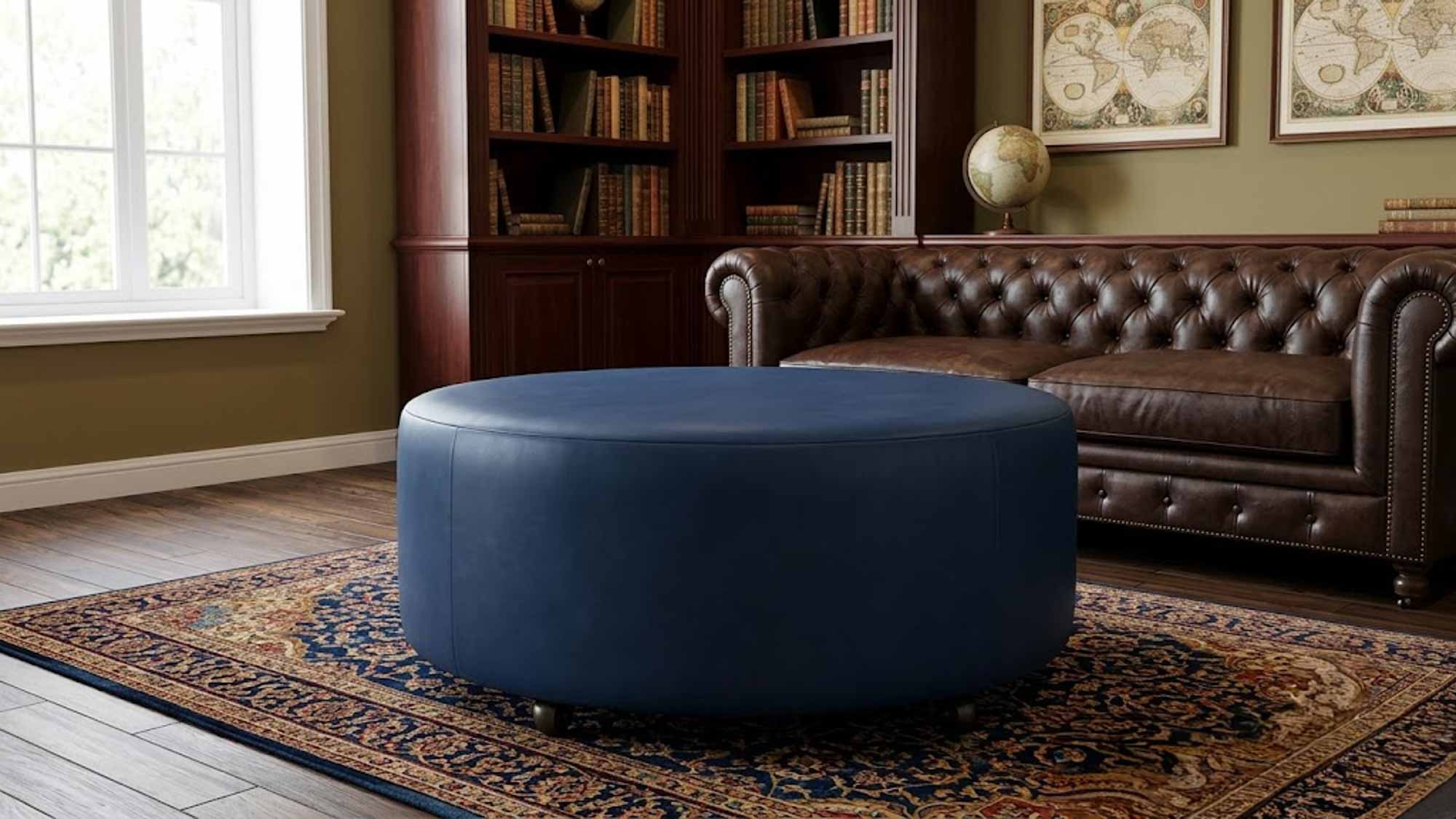 Lower Keys Leather Ottoman - Image 4