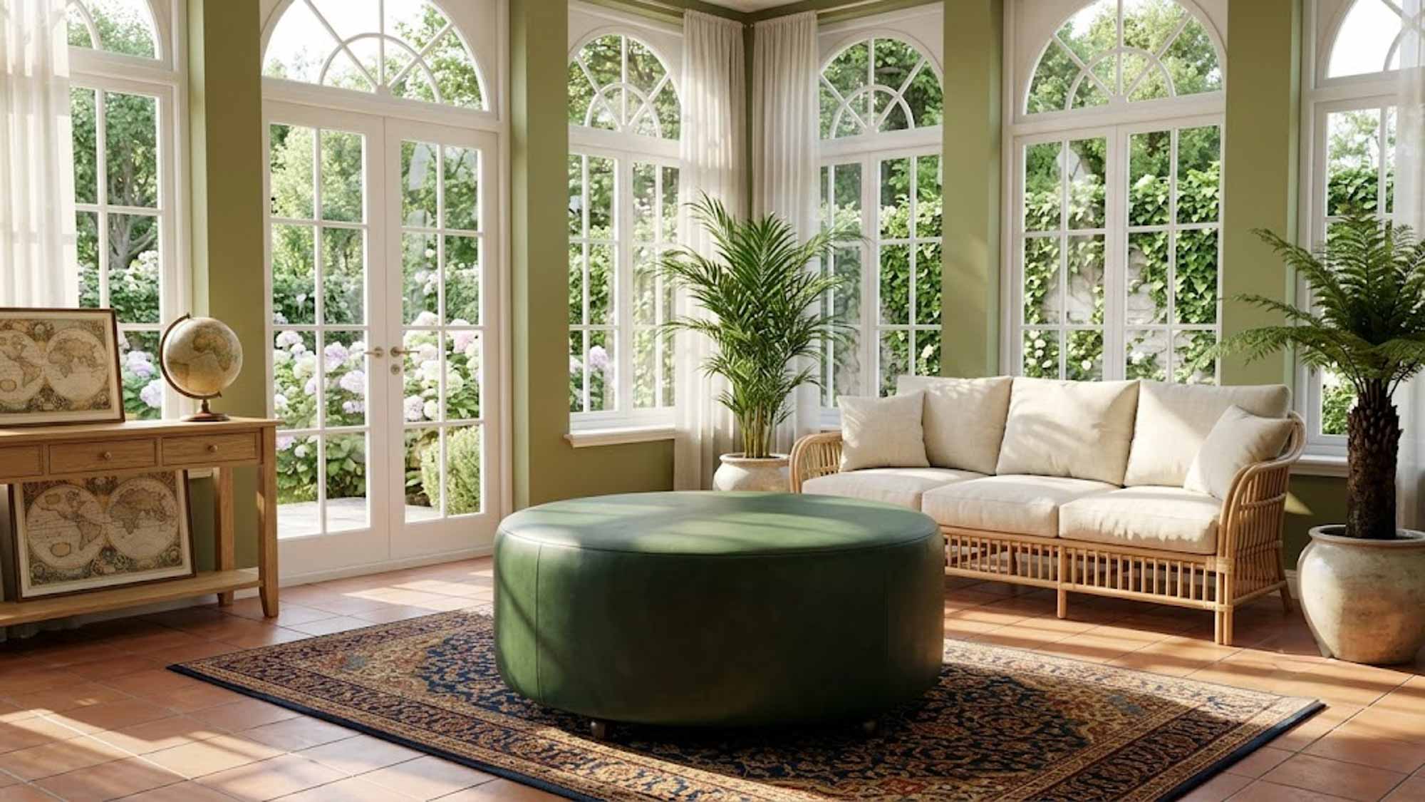 Lower Keys Leather Ottoman - Image 5