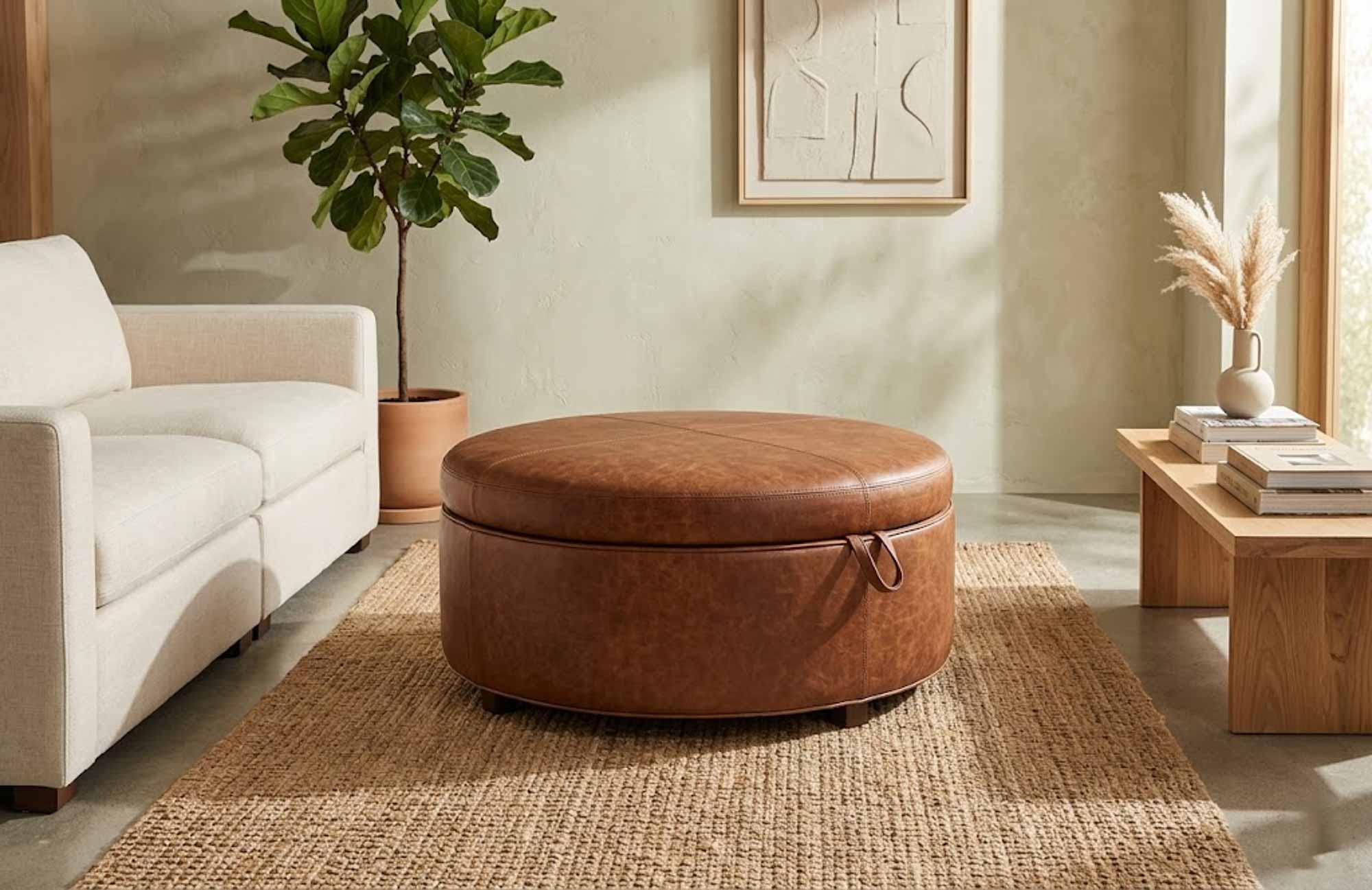 Lulu Leather Storage Ottoman - Image 6