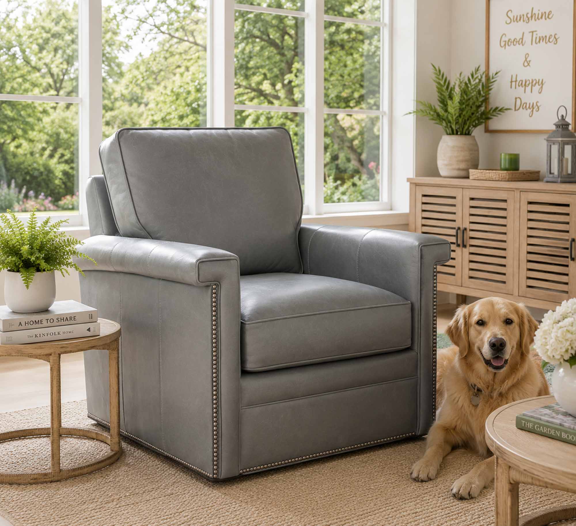 Mallory Leather Swivel Chair - Image 5