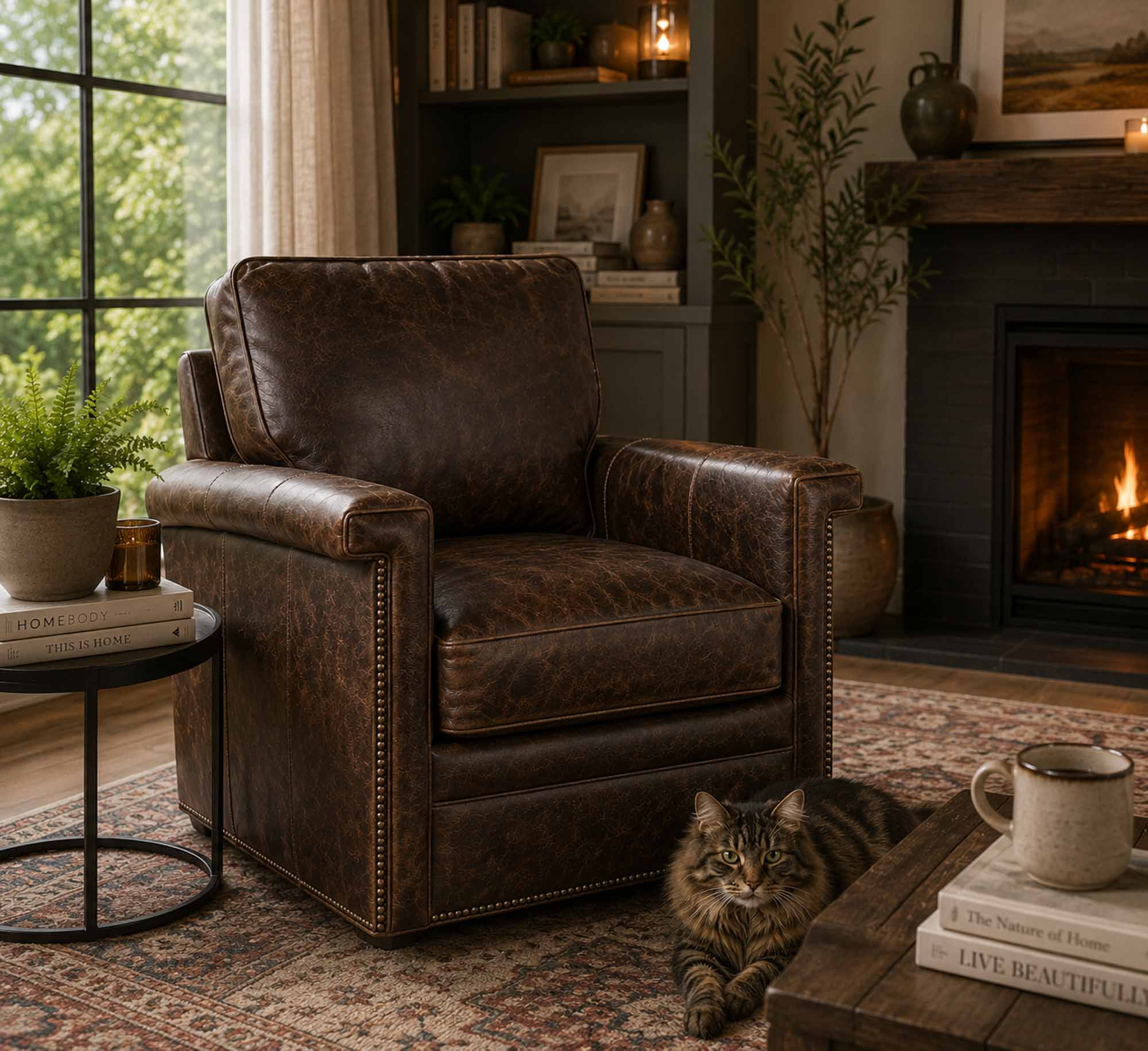 Mallory Leather Swivel Chair - Image 6