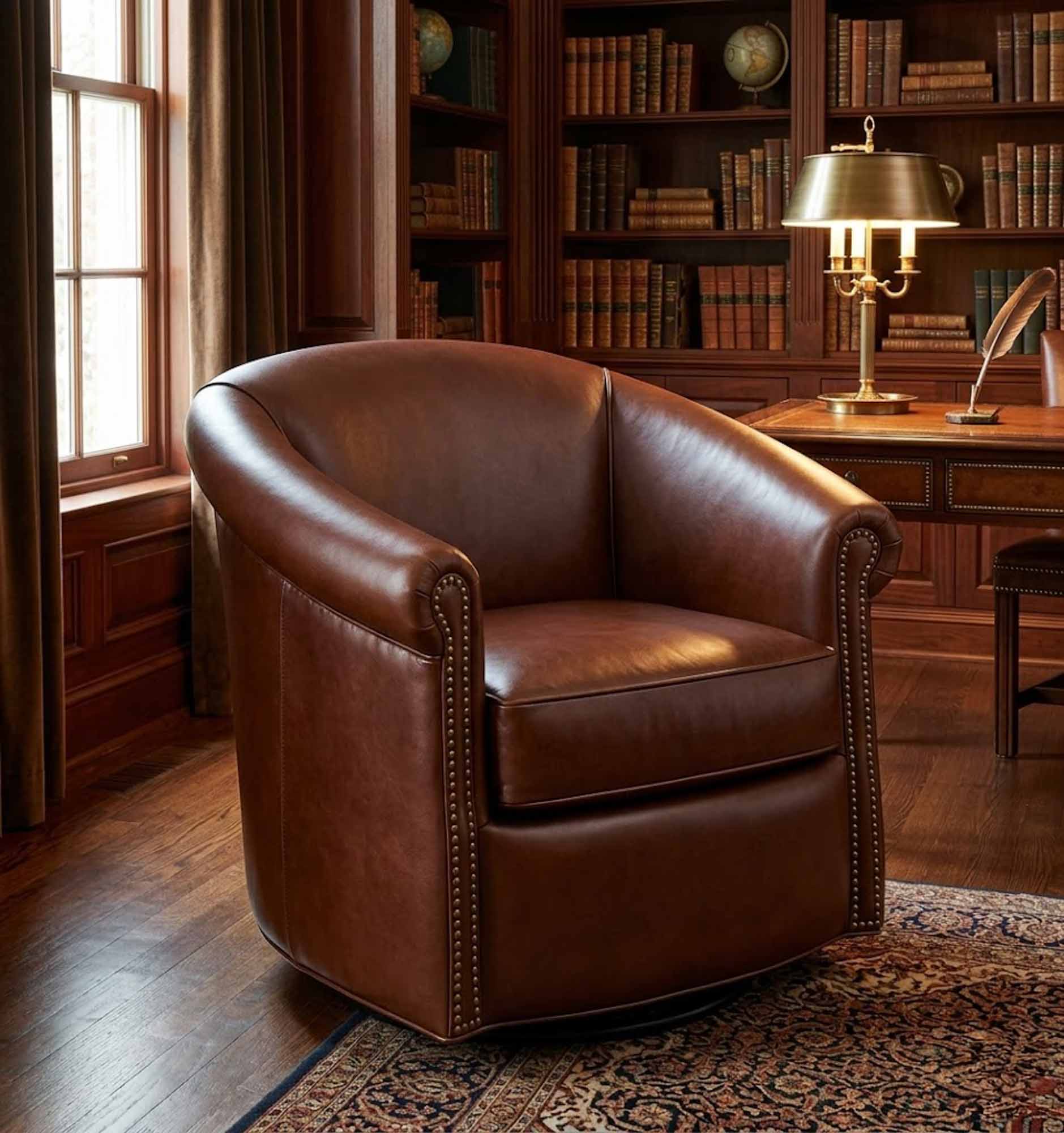 Marietta Swivel or Glider Leather Tub Chair - Image 7