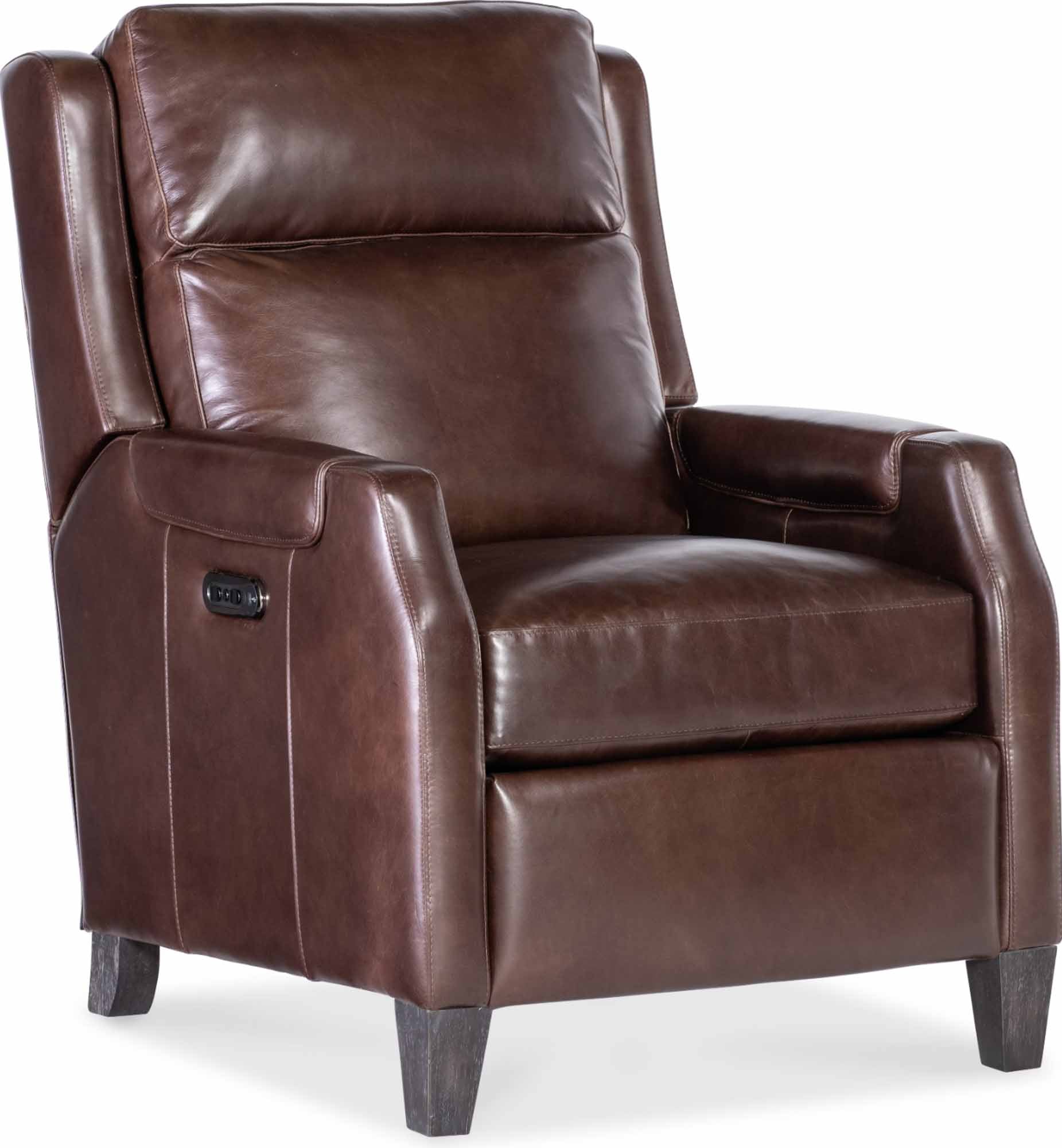Nelson Leather Power Recliner With Articulating Headrest In Brown