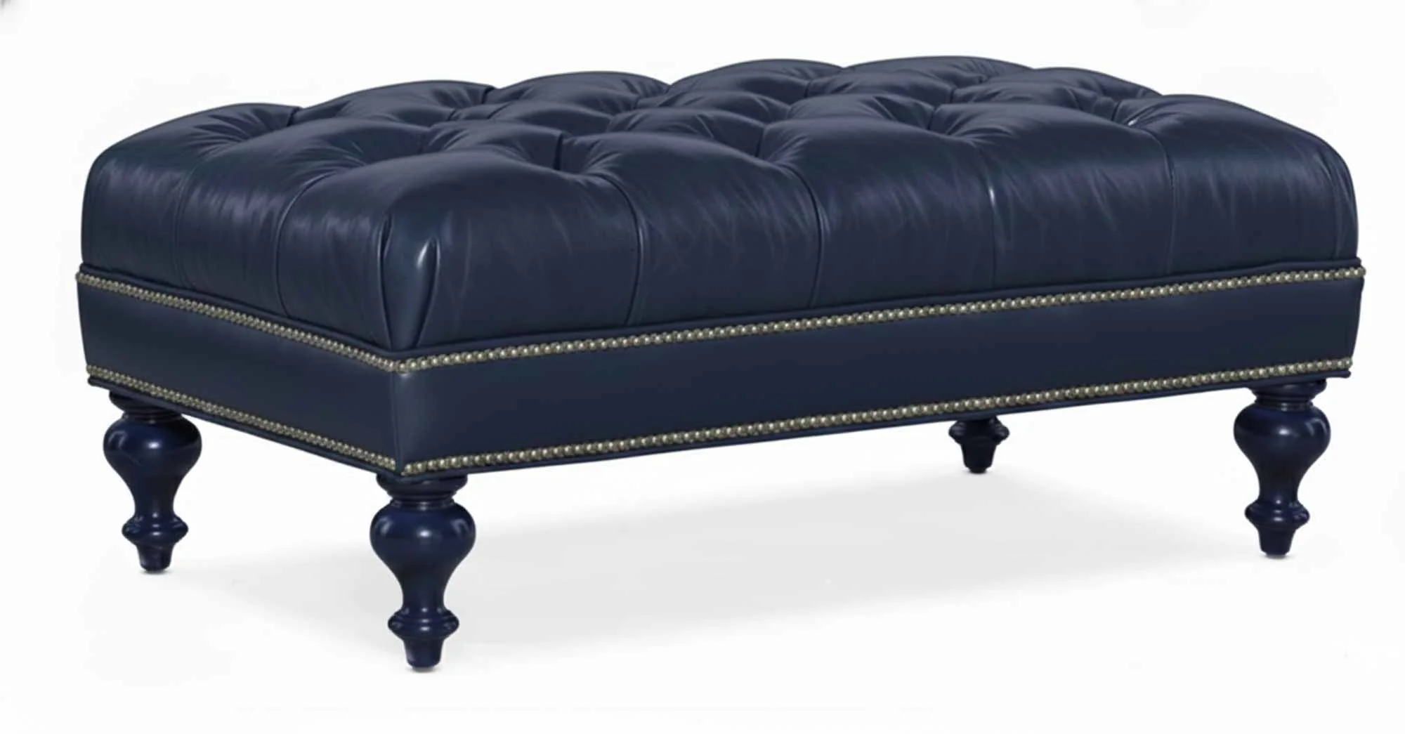 North Tufted Top Leather Cocktail Ottoman - Image 2