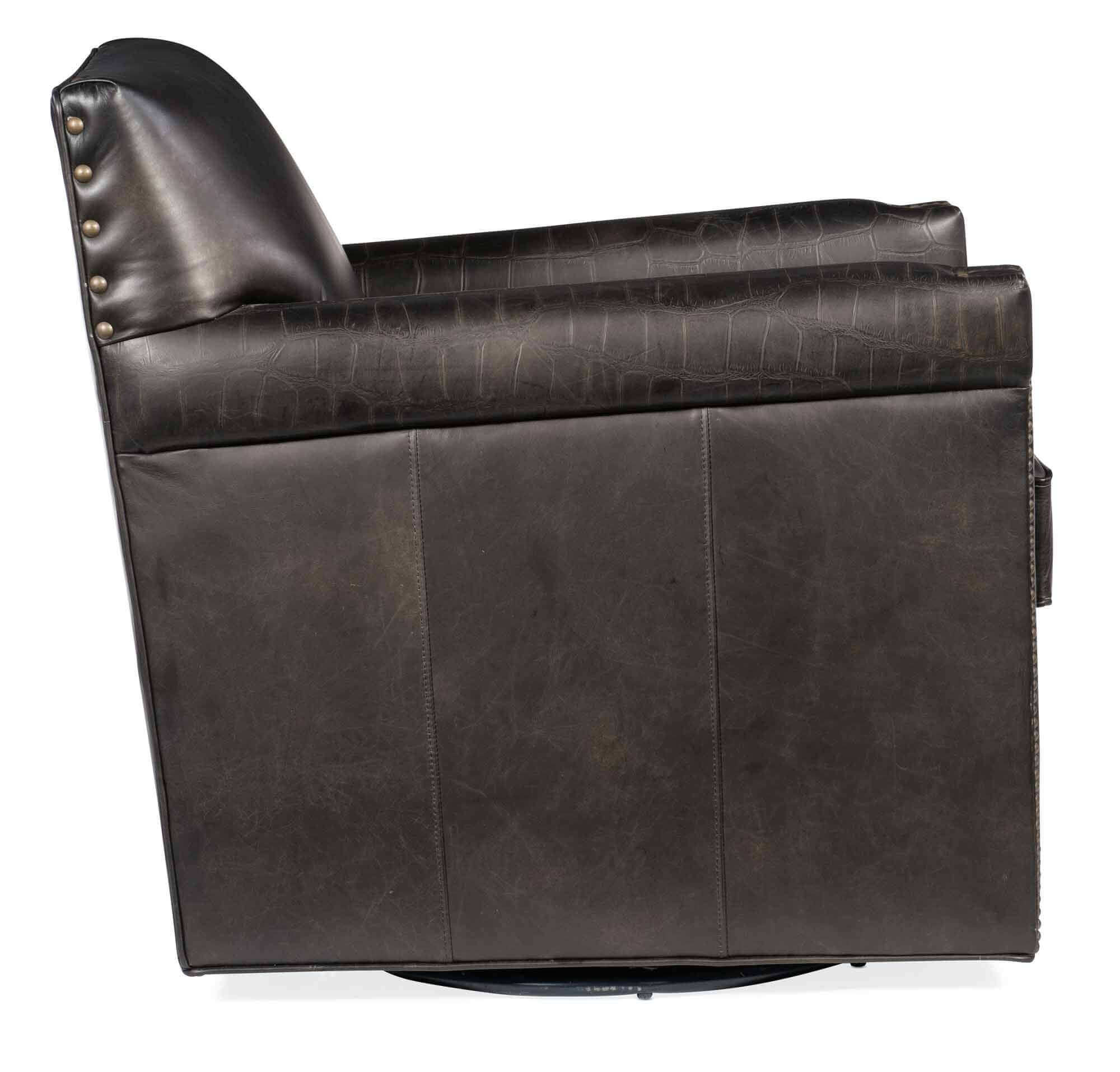 Park Leather Swivel Chair In Dark Brown - Image 2