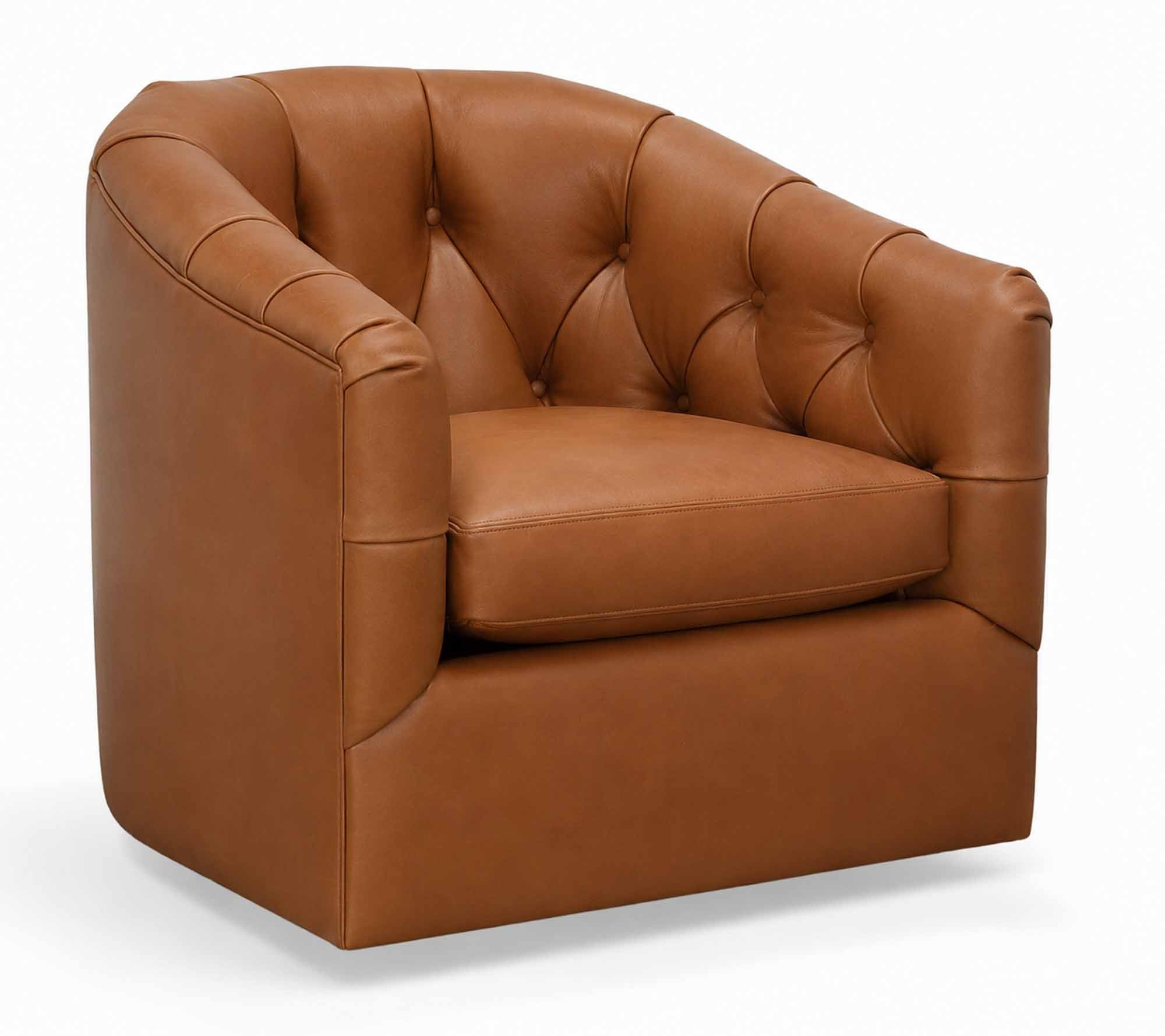 Peacock Leather Swivel Chair