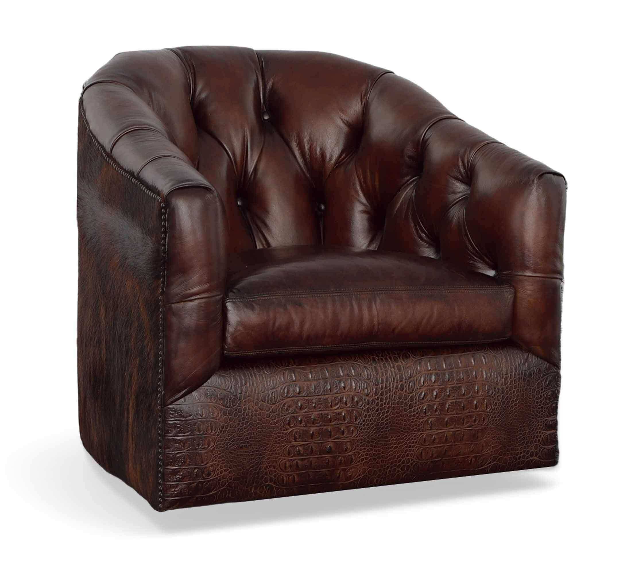 Peacock Leather Swivel Chair - Image 10