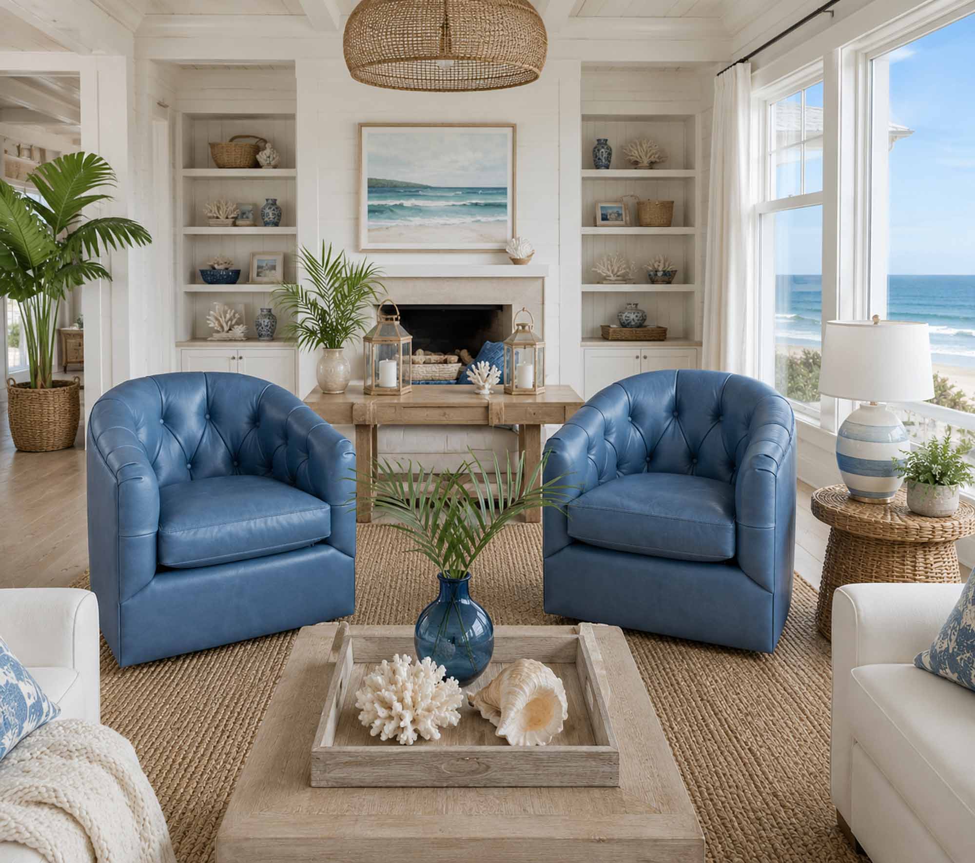 Peacock Leather Swivel Chair - Image 13