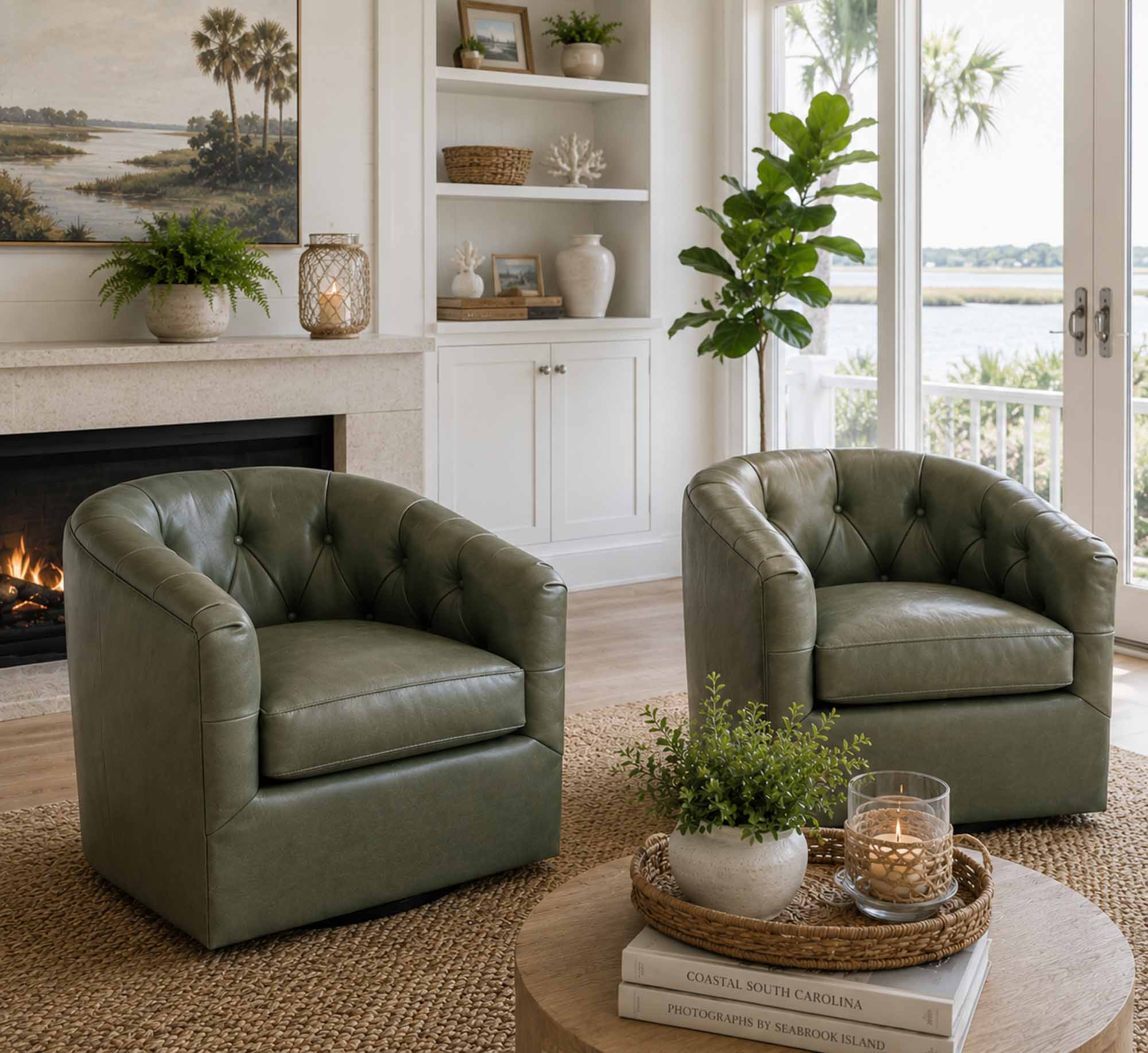 Peacock Leather Swivel Chair - Image 16