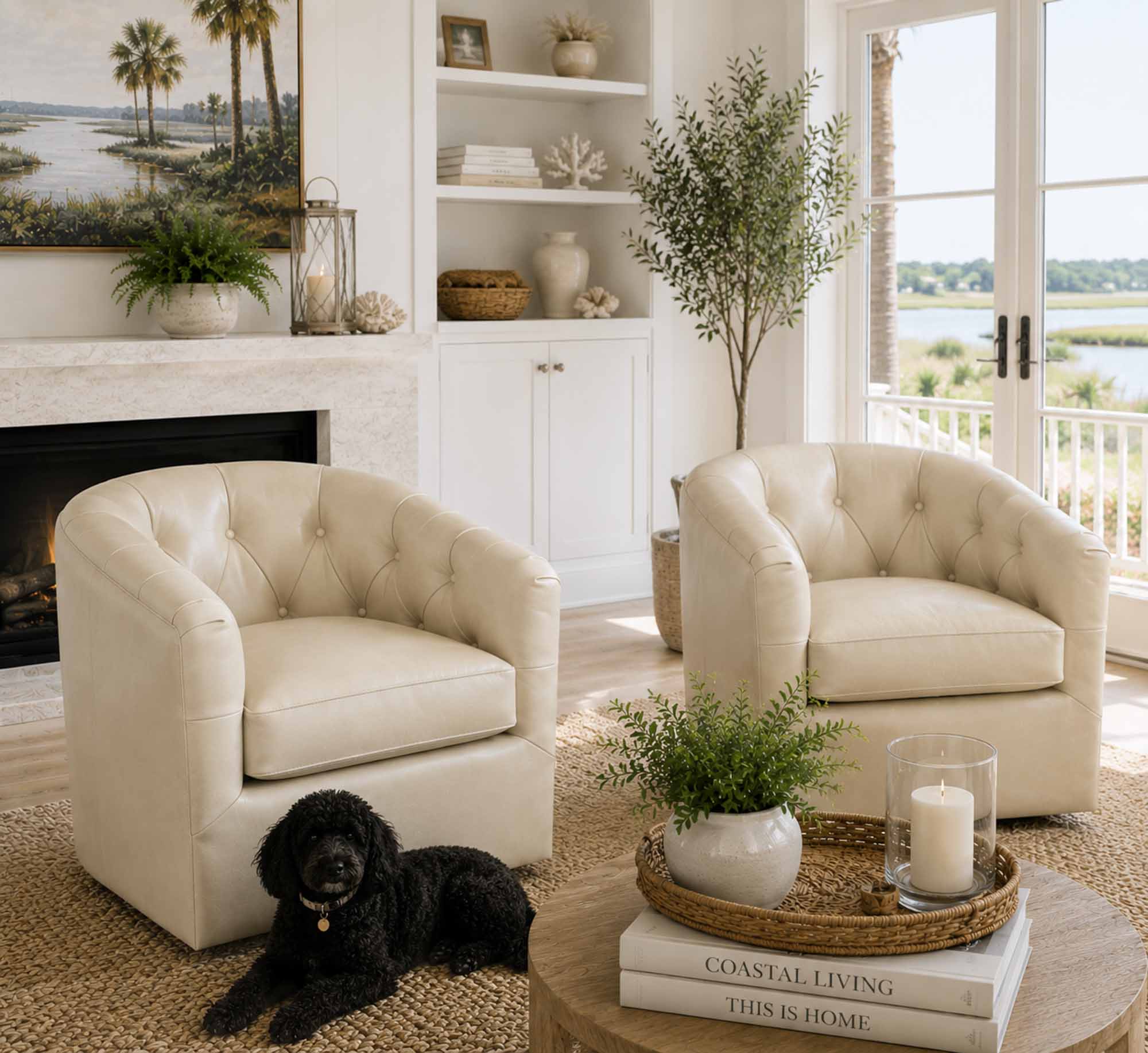 Peacock Leather Swivel Chair - Image 17