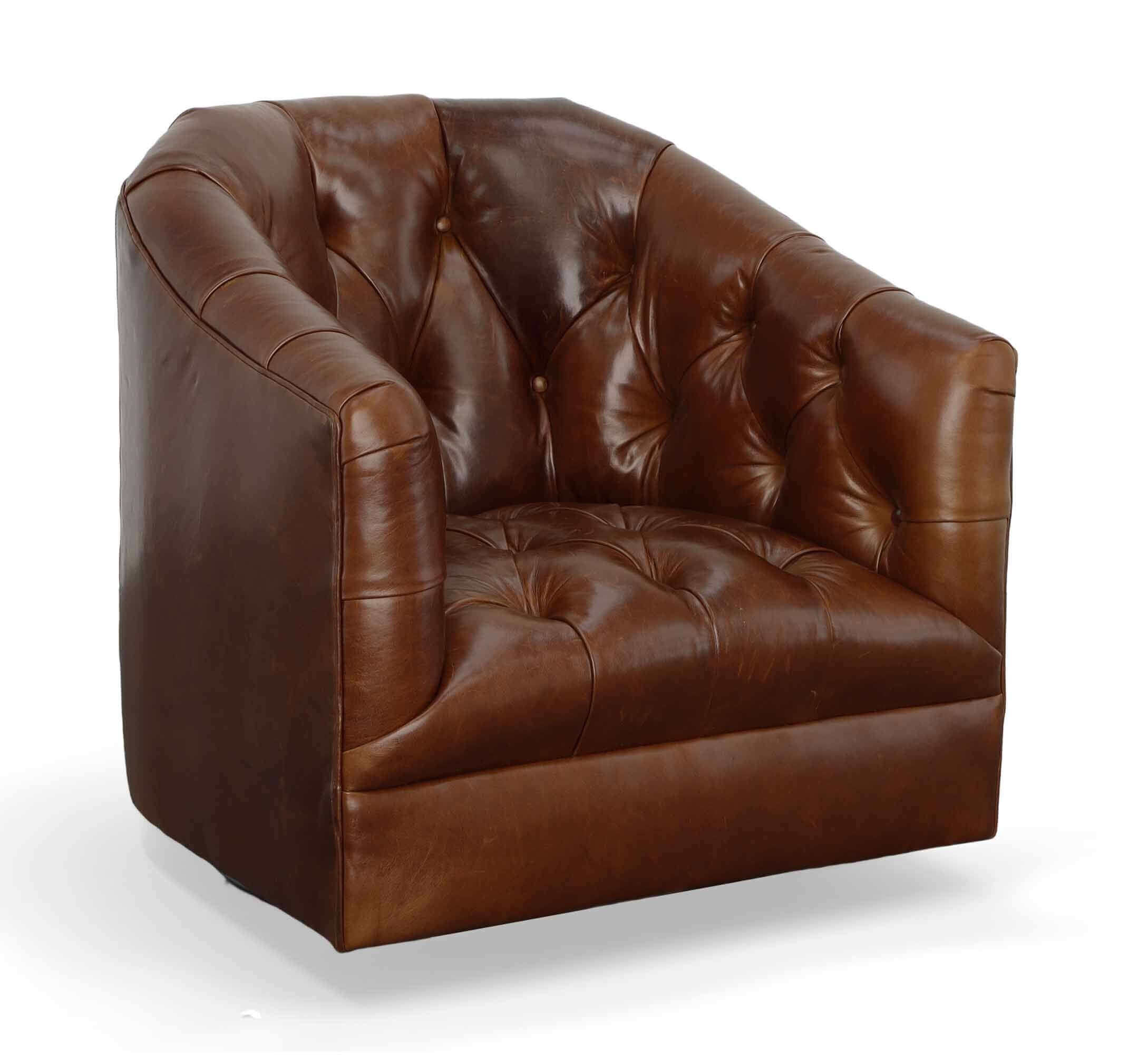 Peacock Leather Swivel Chair - Image 5