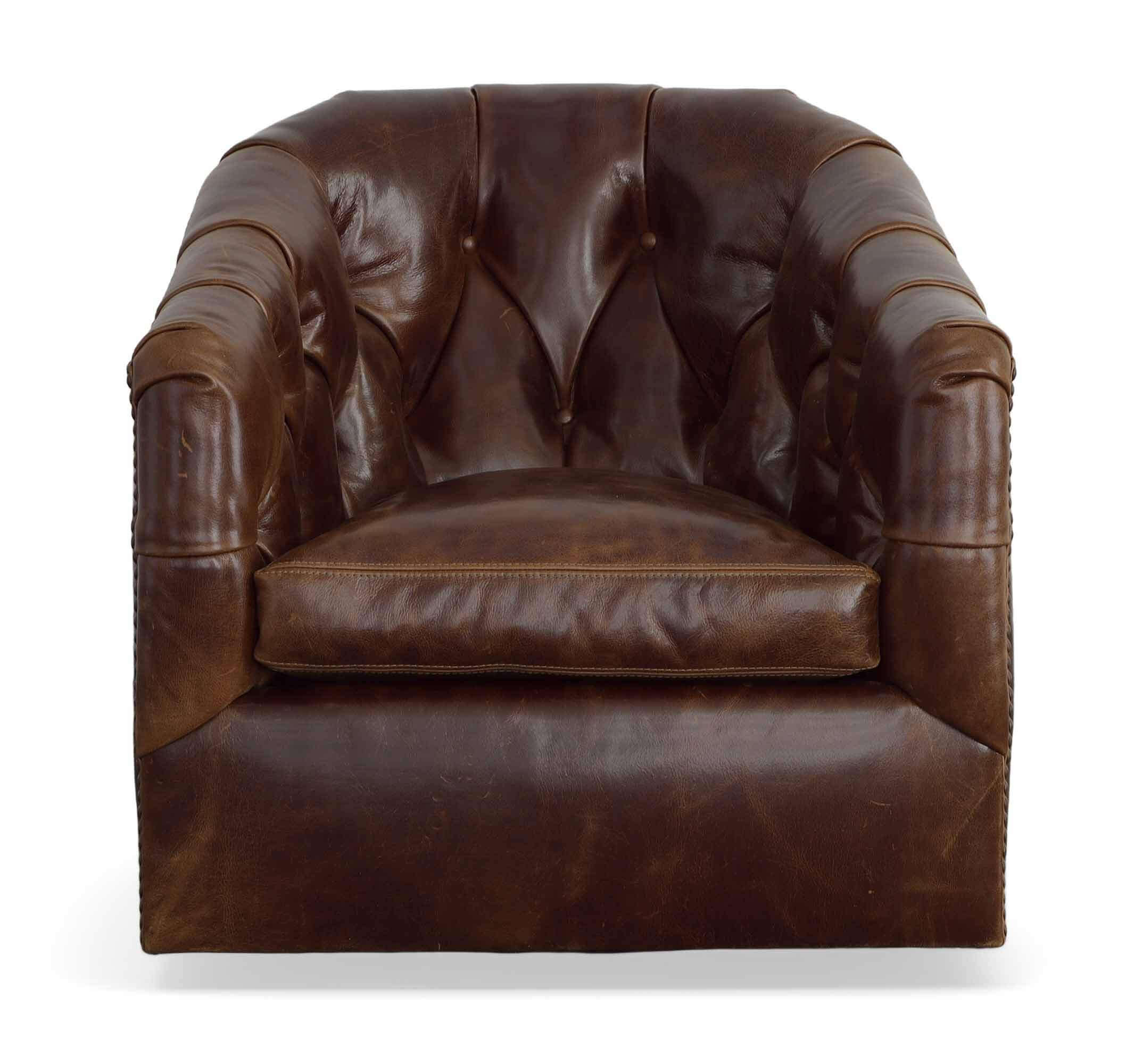 Peacock Leather Swivel Chair - Image 8